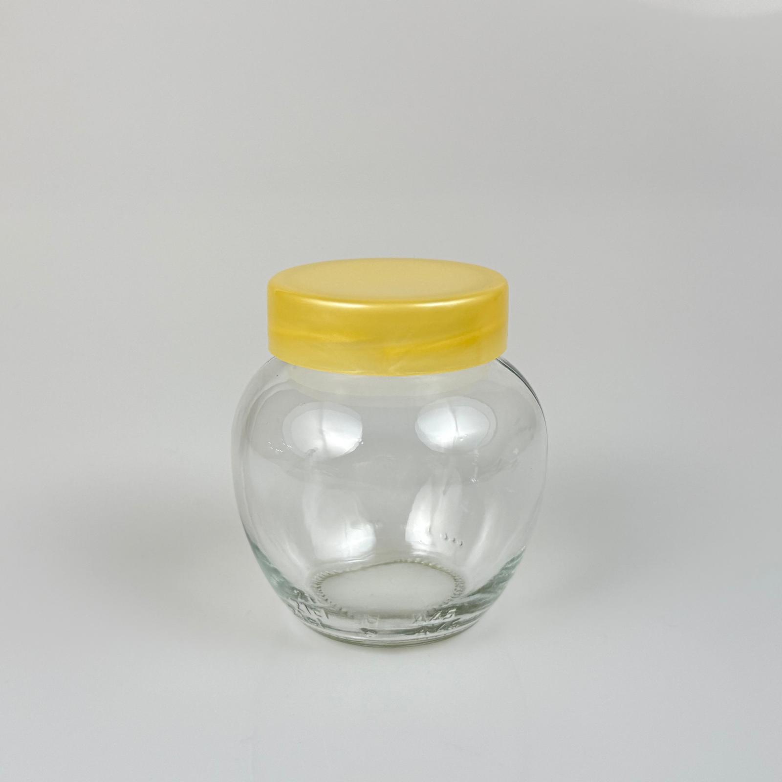 210 Cc Yumurta Cam Kavanoz + Gold Plastik Kapak - 210 Ml Plastik Kapaklı Cam Kavanoz