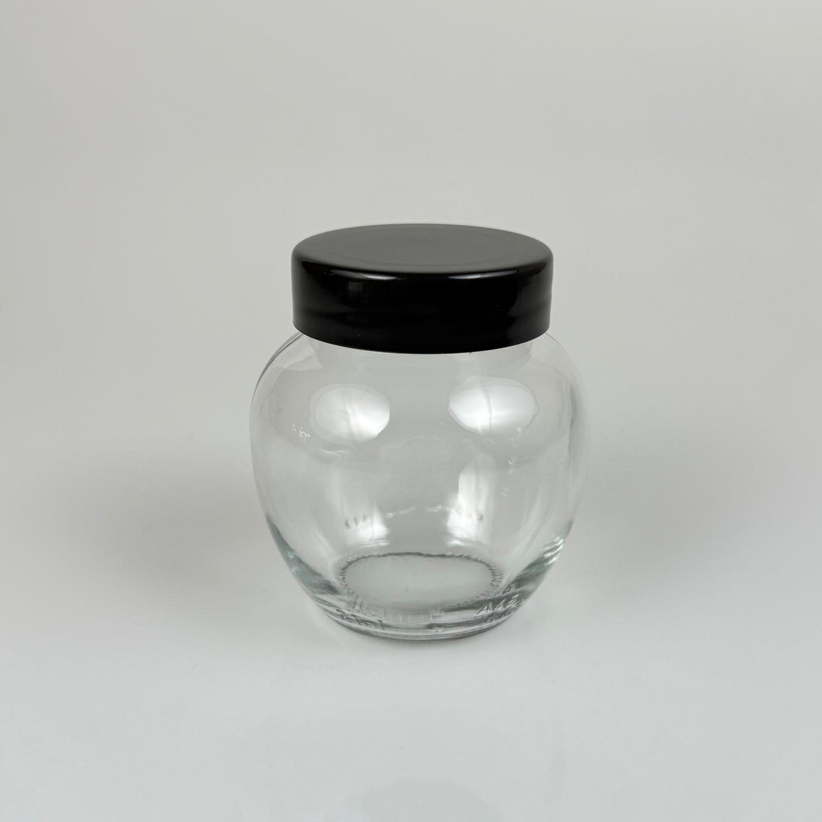 210 Cc Yumurta Cam Kavanoz + Siyah Plastik Kapak - 210 Ml Plastik Kapaklı Cam Kavanoz