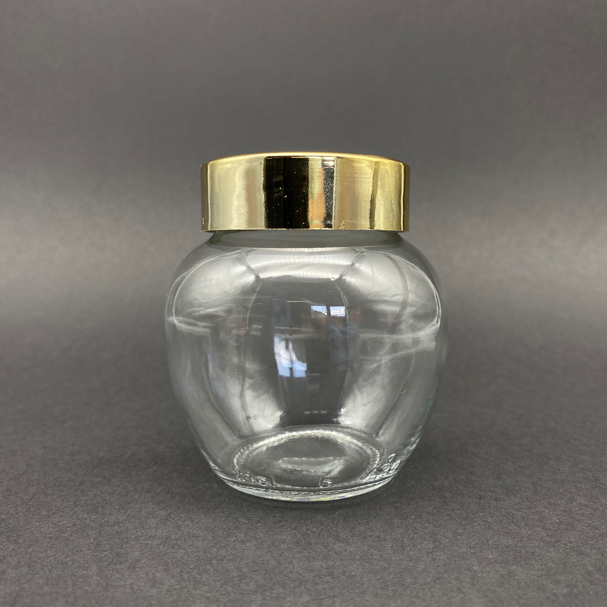 210 Cc Yumurta Kavanoz - Plastik Gold Kaplamalı Kapaklı - 210 Ml Oval Tip Cam Kavanoz
