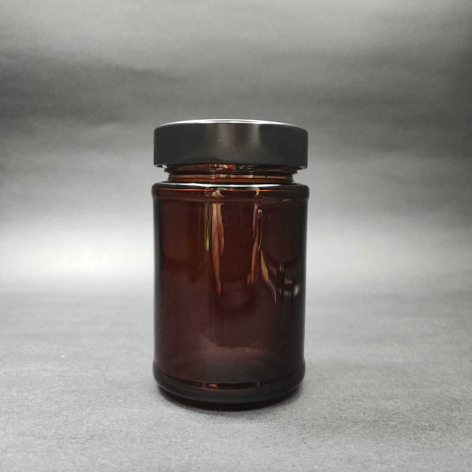 220 Cc Amber Cam Kavanoz  -Siyah Kapaklı - 220 Ml Kavanoz - Mum Kavanozları