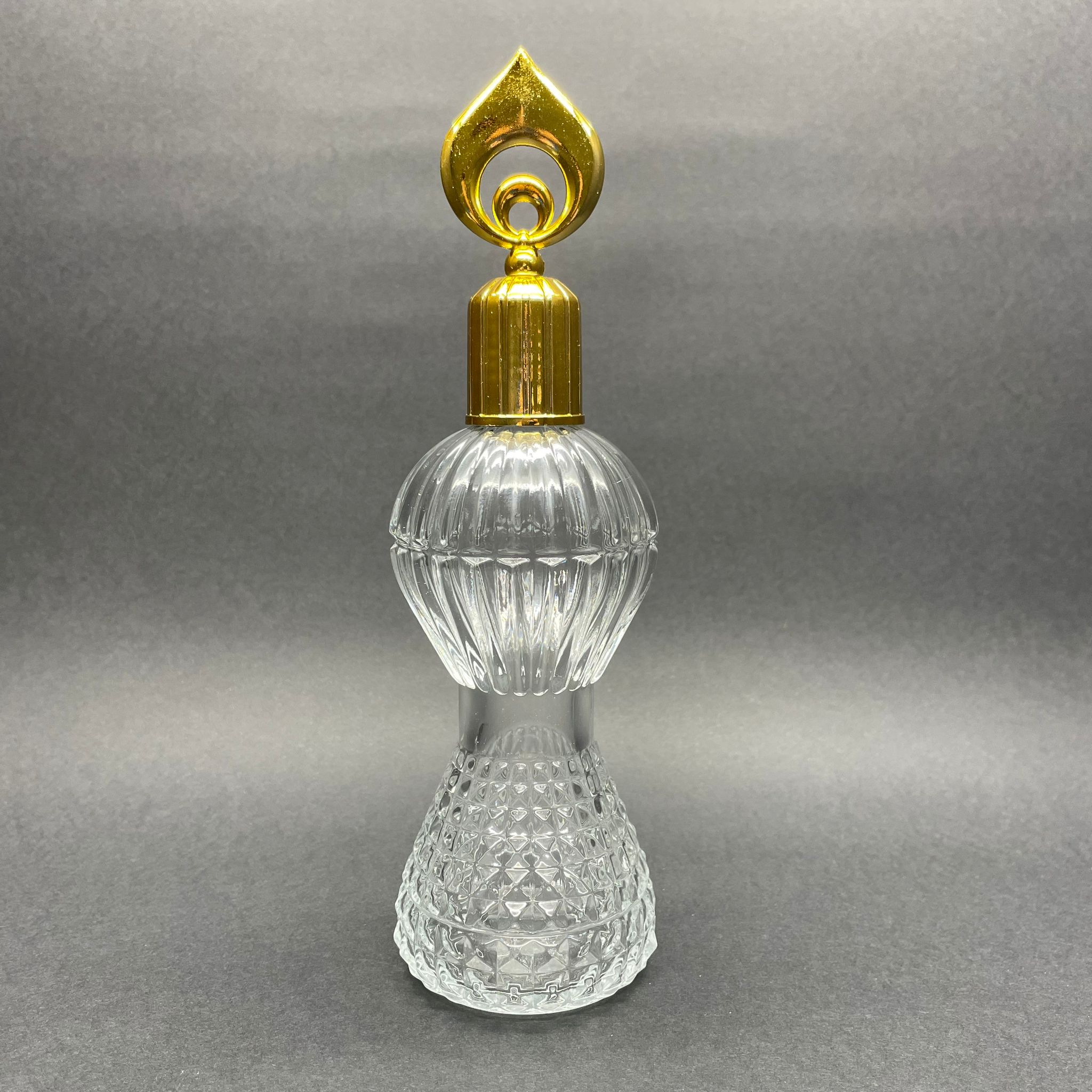 225 Cc Cam Orta Boy Pırlanta Kolonya Şişesi - Hilal Gold Kapaklı - Tıpalı - Orta Boy Nostalji Cam Kolonya Şişesi