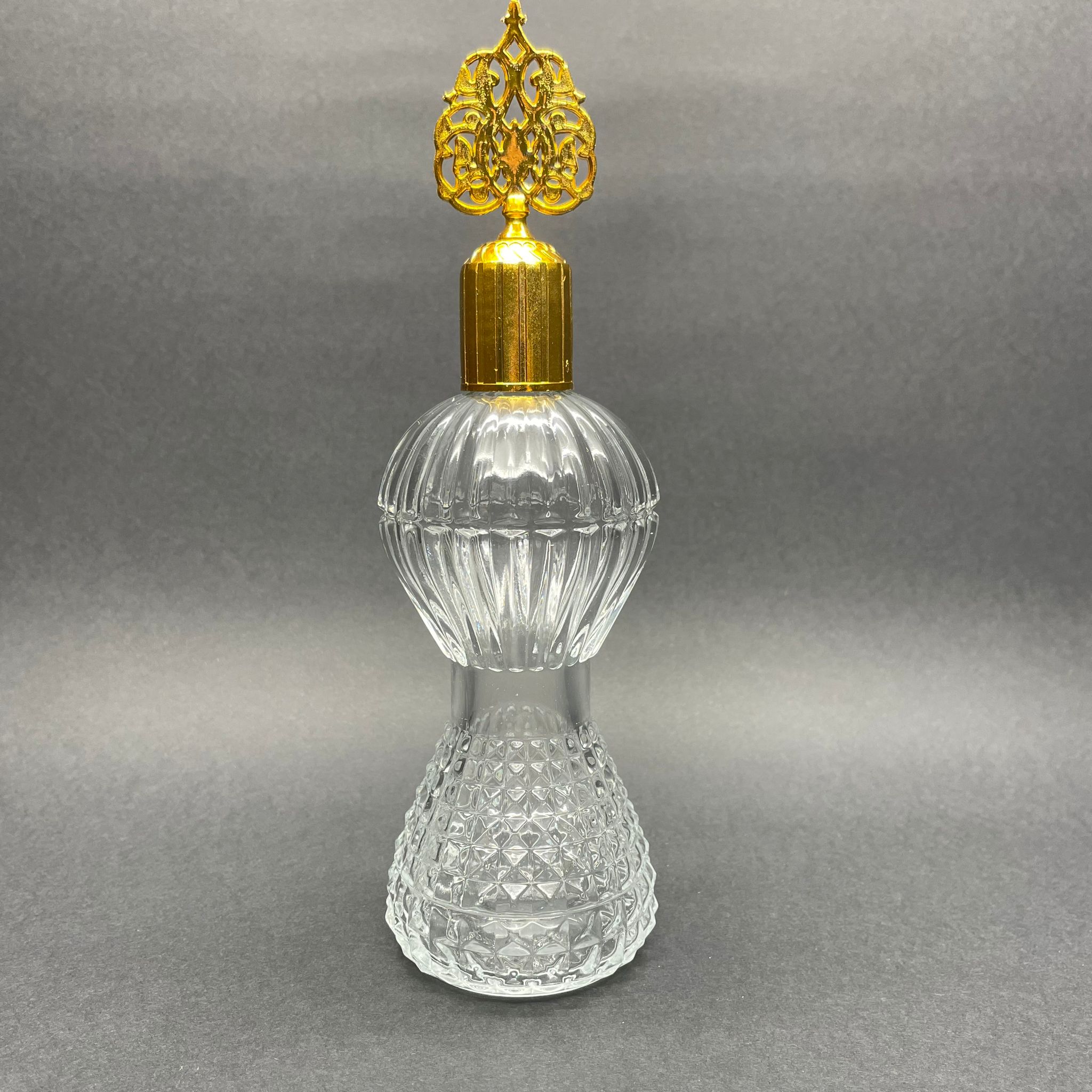 225 Cc Cam Orta Boy Pırlanta Kolonya Şişesi - Osmanlı Gold Kapaklı - Tıpalı - Orta Boy Nostalji Cam Kolonya Şişesi