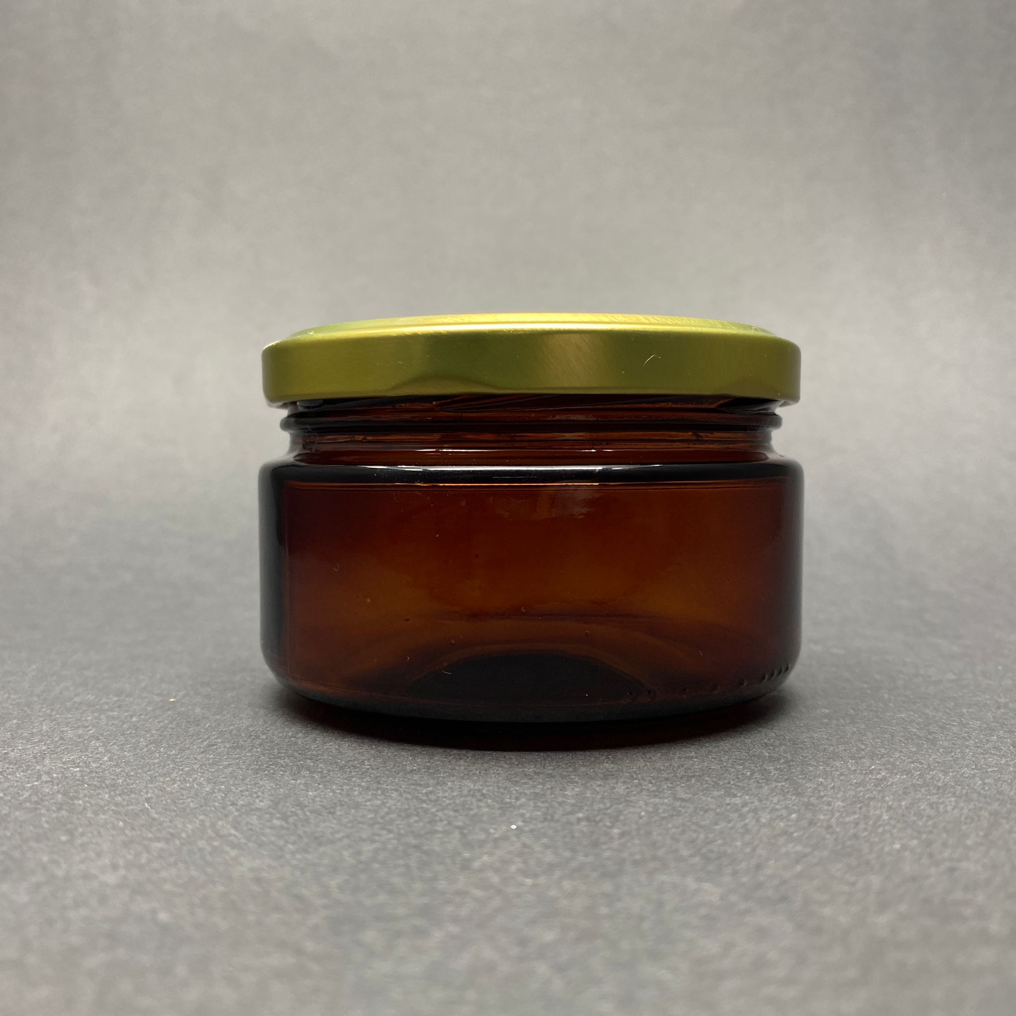 230 Cc Amber Cam Kavanoz - Gold Metal Kapaklı - 230 Ml Kahverengi Kavanoz - Mum Kavanozu