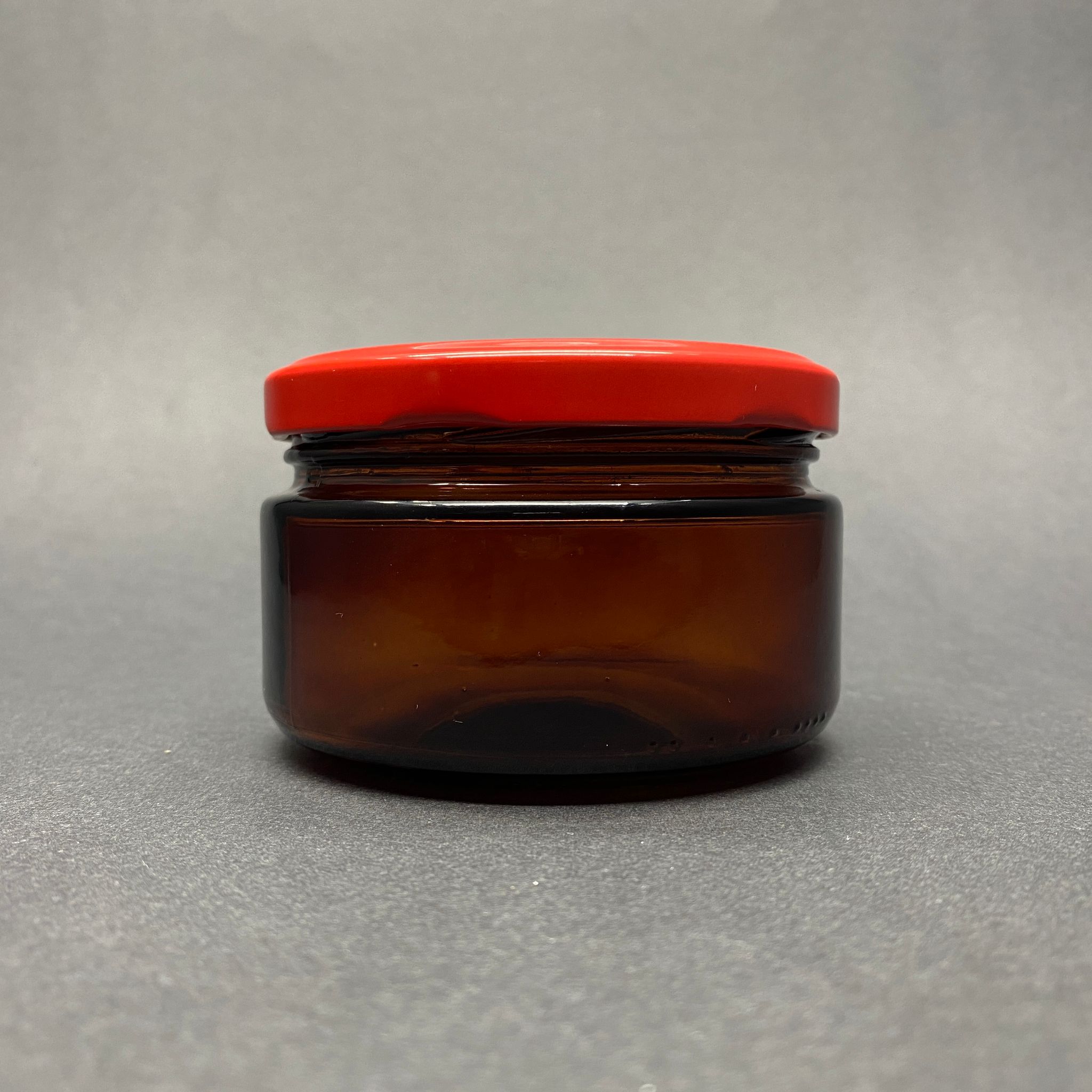 230 Cc Amber Cam Kavanoz - Kırmızı Metal Kapaklı - 230 Ml Kahverengi Kavanoz - Mum Kavanozu