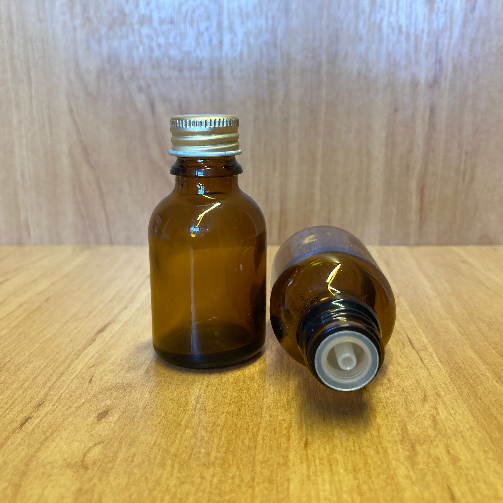 25 Cc Amber İçten Damlalıklı - Gold Metal Kapaklı Cam Şişe - 25 Ml Kolonya Tıpalı Cam Şişe