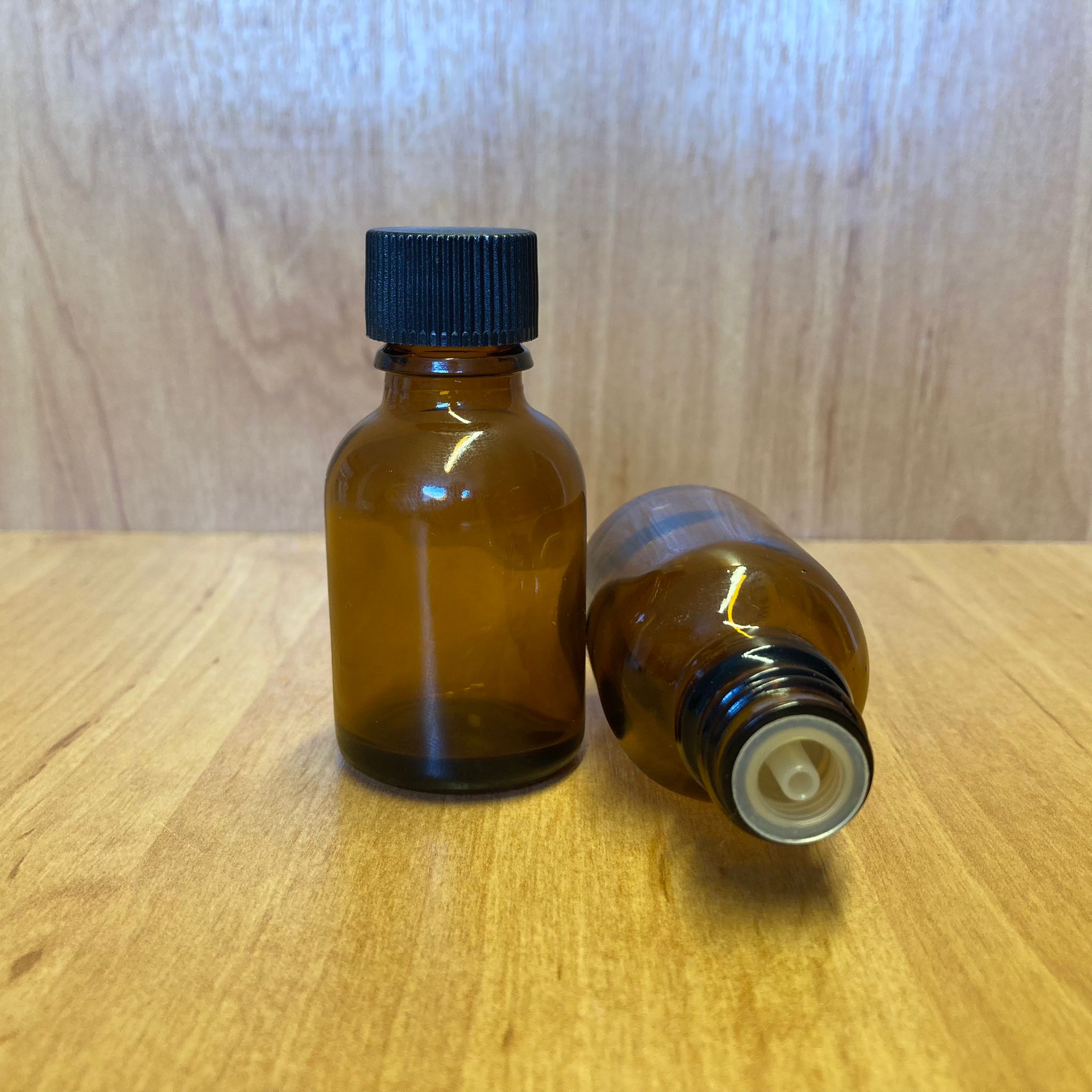25 Cc Amber İçten Damlalıklı - Siyah Plastik Kapaklı Cam Şişe - 25 Ml Kolonya Tıpalı Cam Şişe