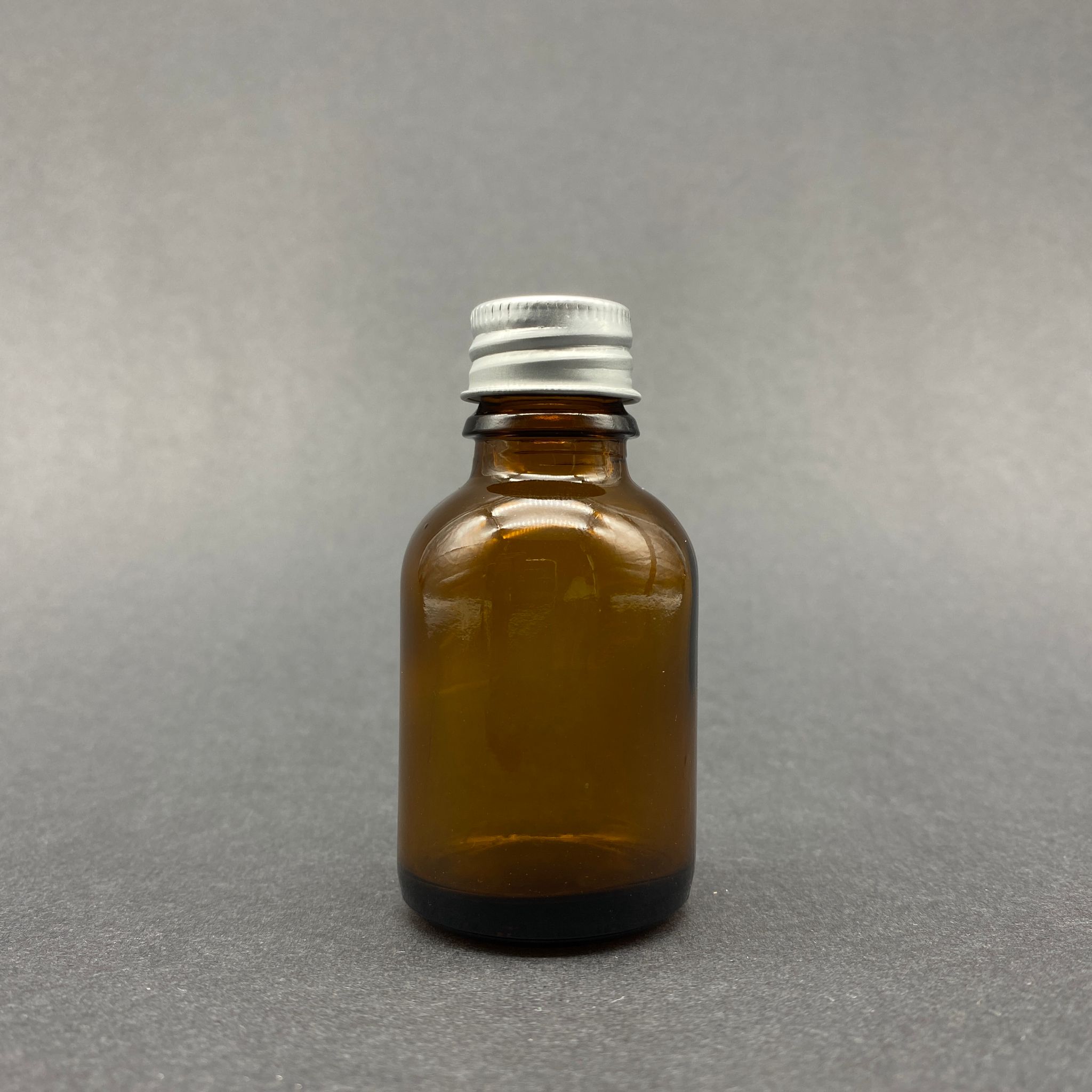 25 Cc Kahverengi Cam Şişe - Gümüş Vidalı Metal Kapaklı - 25 Ml Amber Standart Cam Şişe