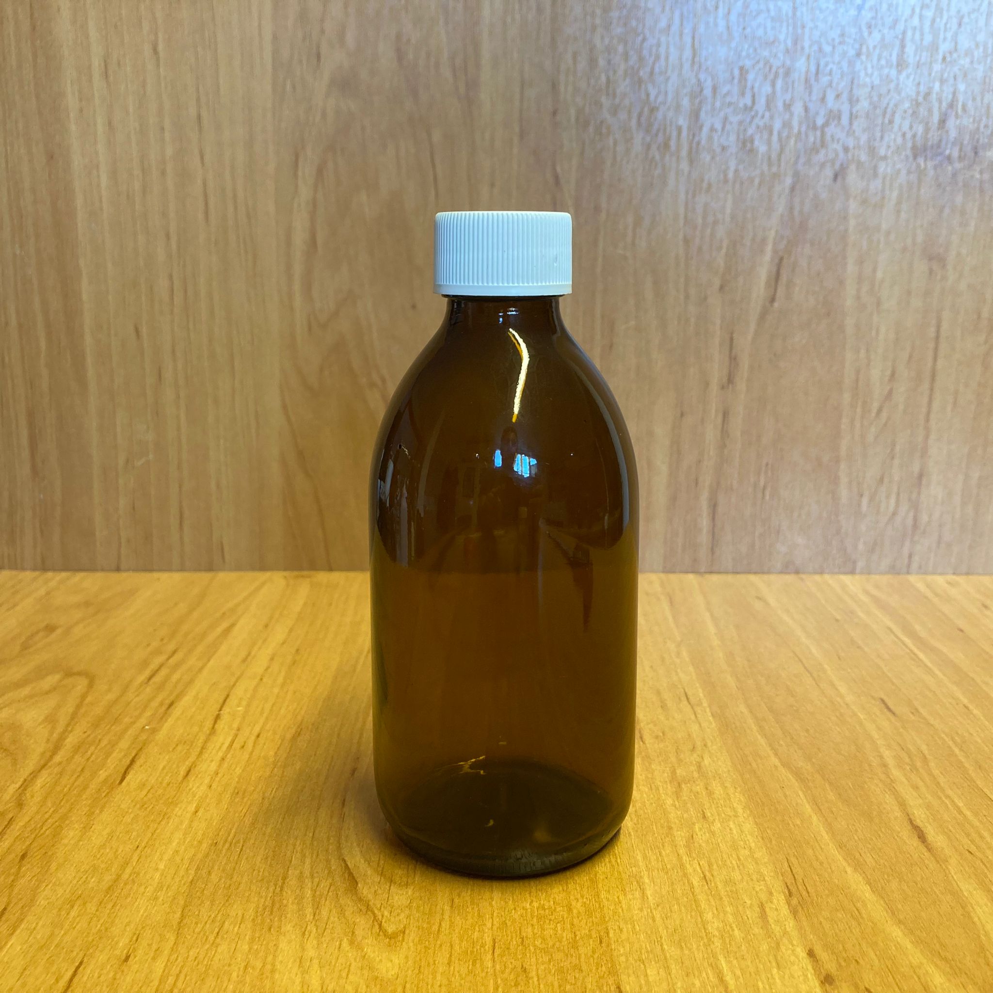 250 Cc Amber Cam Şişe - Beyaz Plastik Kapaklı - 250 Ml Kahverengi Boş Şurup Şişesi