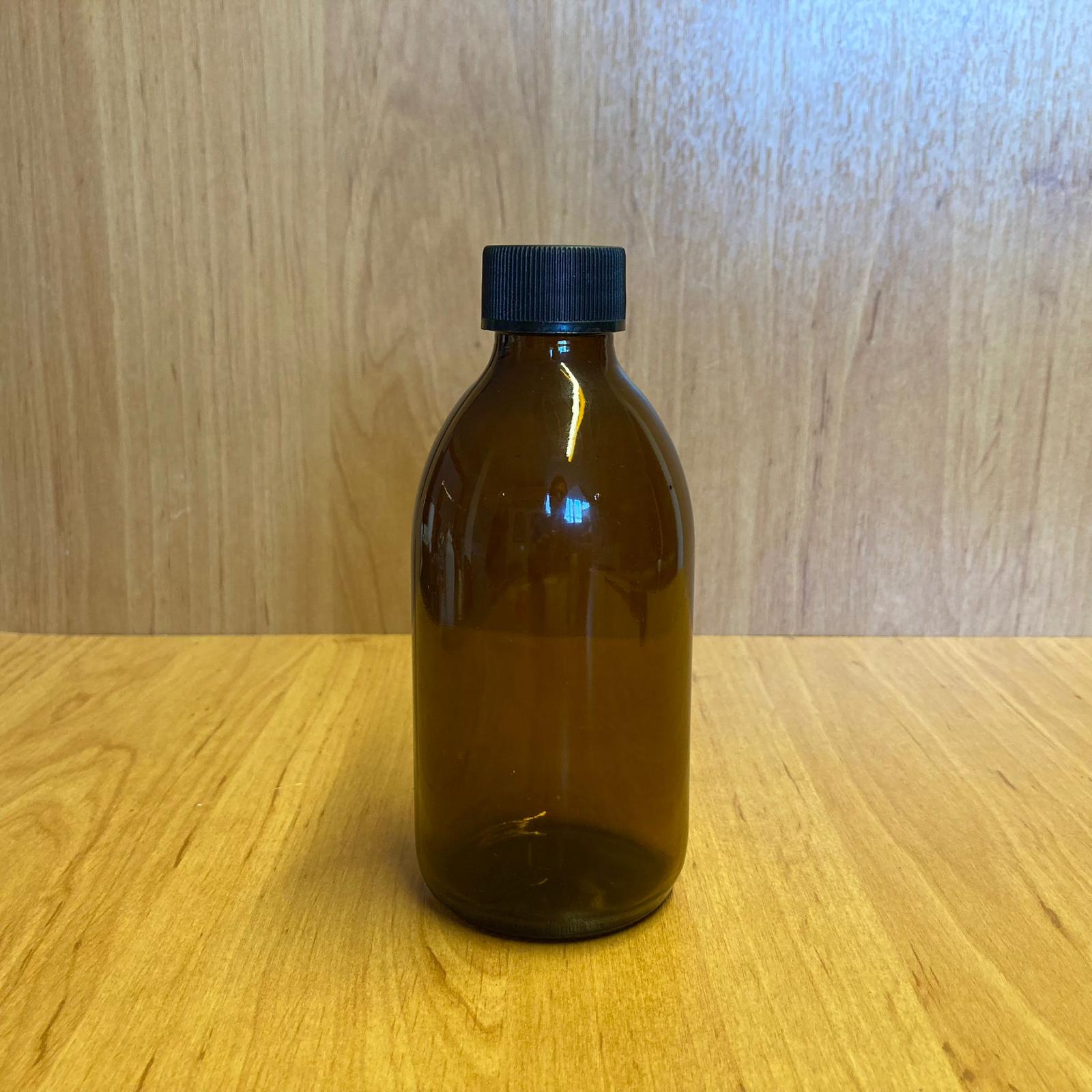250 Cc Amber Cam Şişe - Siyah Plastik Kapaklı - 250 Ml Kahverengi Boş Şurup Şişesi