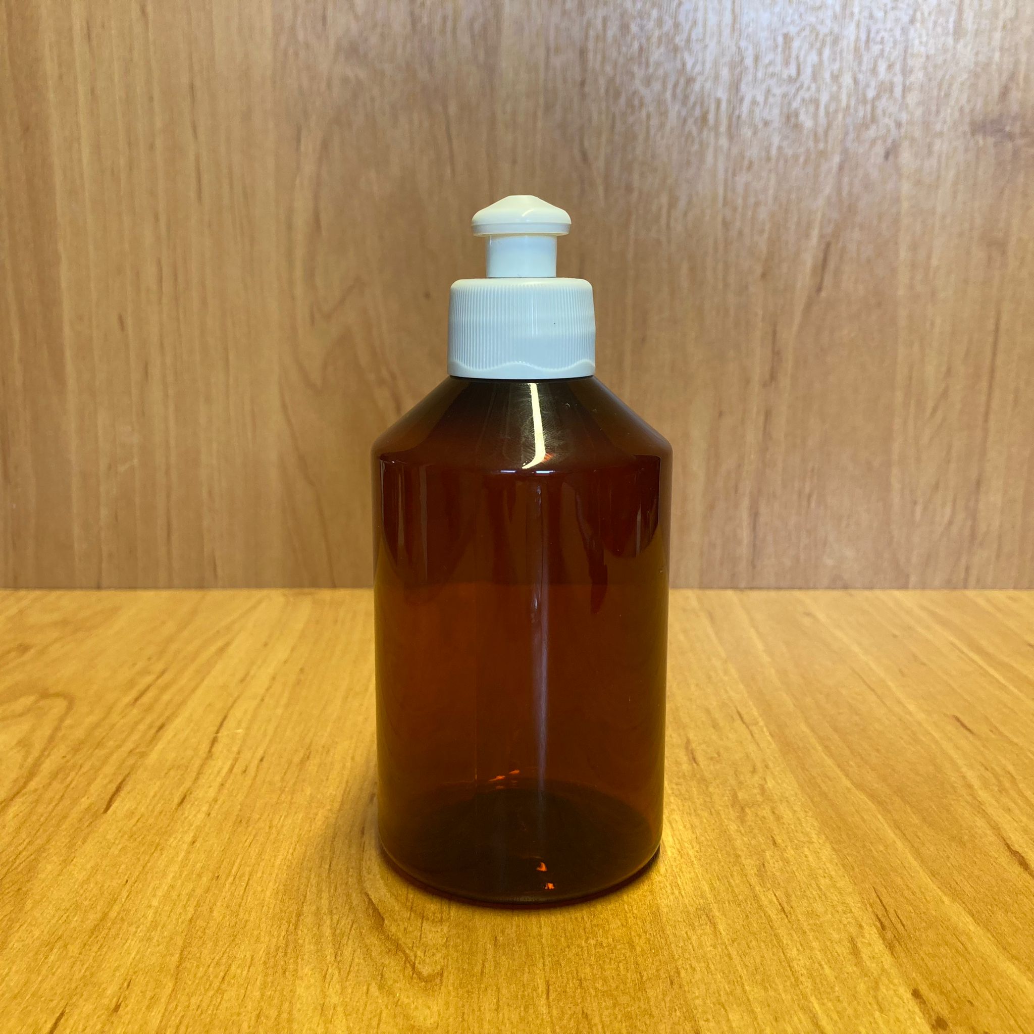 250 Cc Amber Plastik Şişe - Beyaz Akıtıcılı Push-Pull Kapaklı - 250 Ml Kahverengi Boş Plastik Şişe