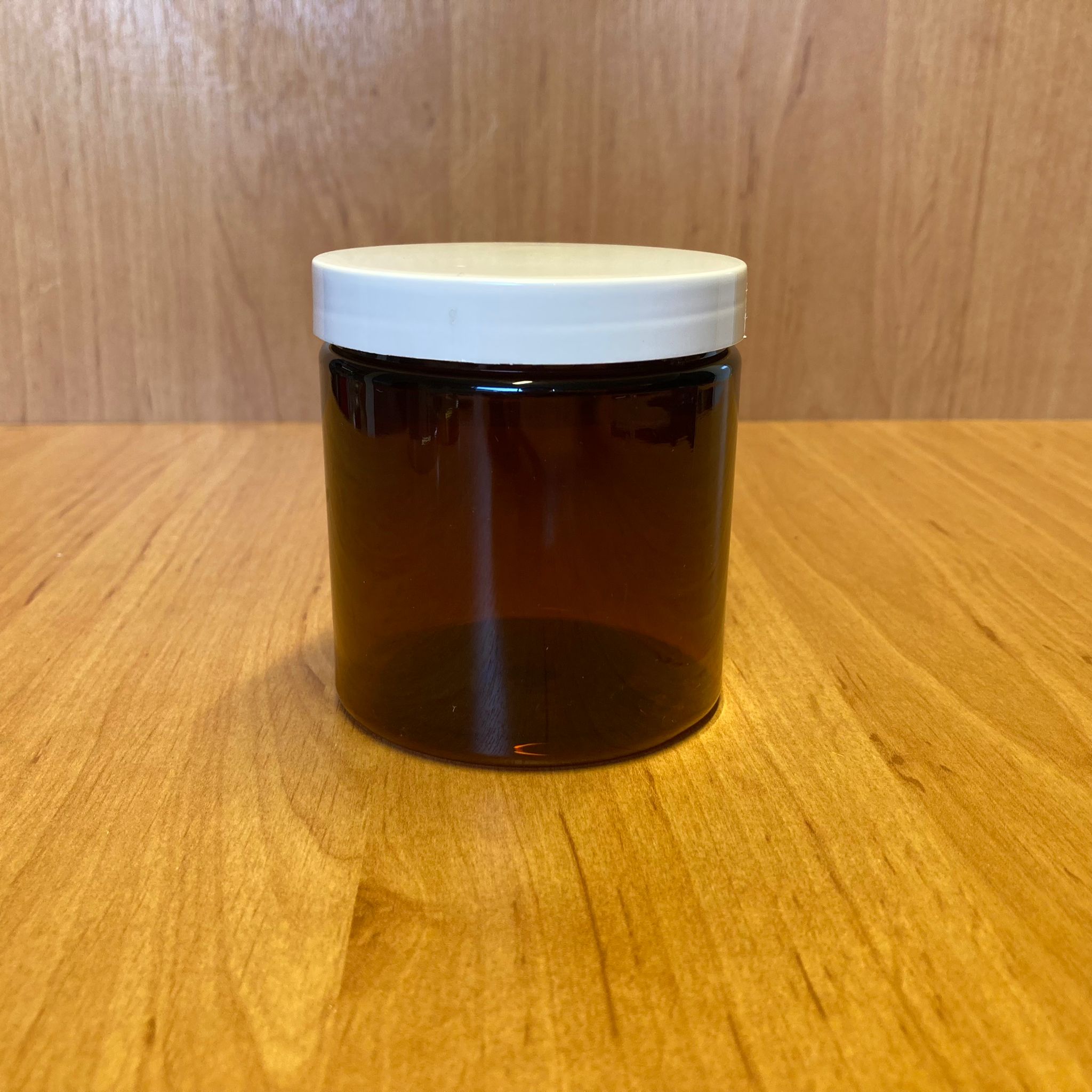 250 Cc Amber Sert Plastik Kavanoz - Beyaz Kapaklı - 250 Ml Plastik Krem Kavanozu