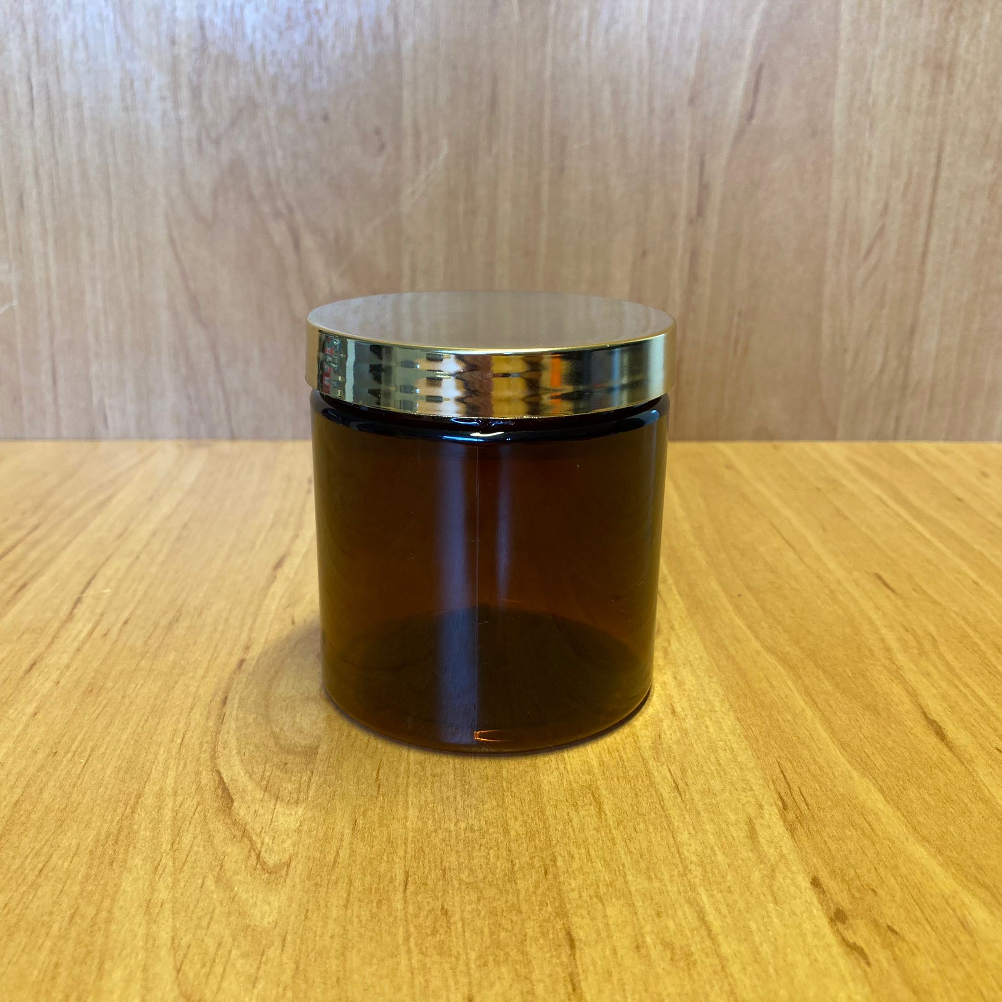250 Cc Amber Sert Plastik Kavanoz - Gold Kapaklı - 250 Ml Plastik Krem Kavanozu