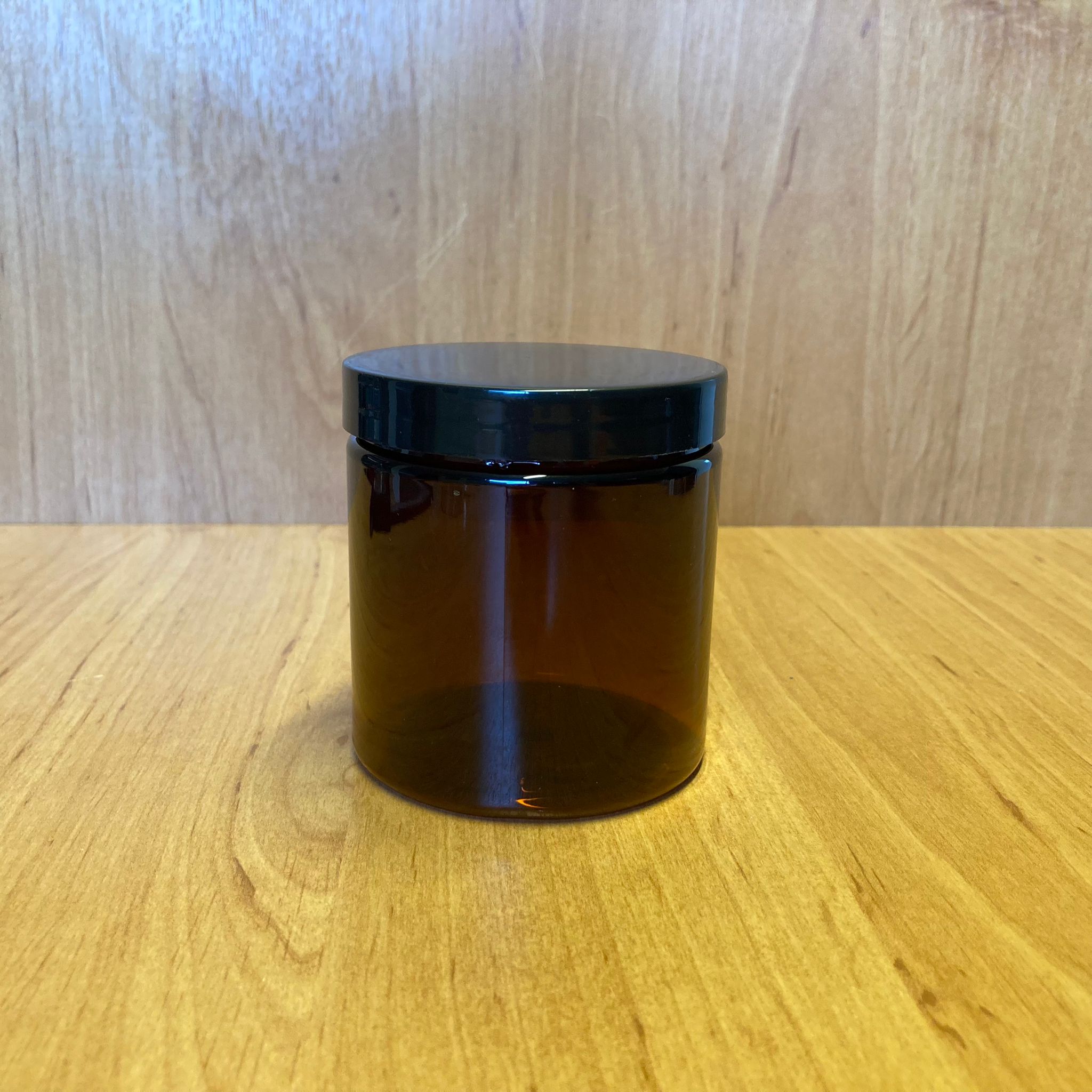 250 Cc Amber Sert Plastik Kavanoz - Siyah Kapaklı - 250 Ml Plastik Krem Kavanozu