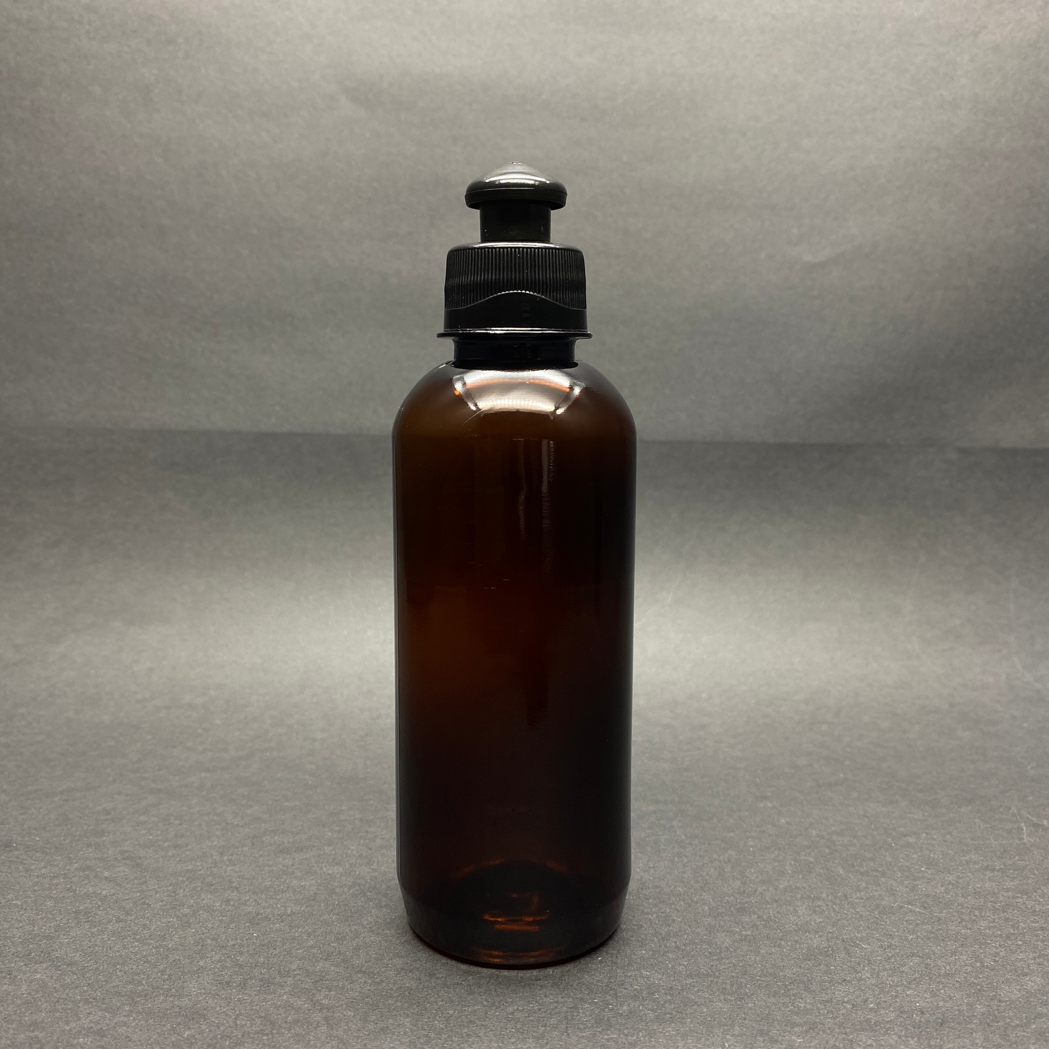 250 Cc Amber Sert Plastik Şişe - Siyah Push-Pull Kapaklı - Uzun Model - 250 Ml Kahverengi Akıtıcılı Pet Şişe