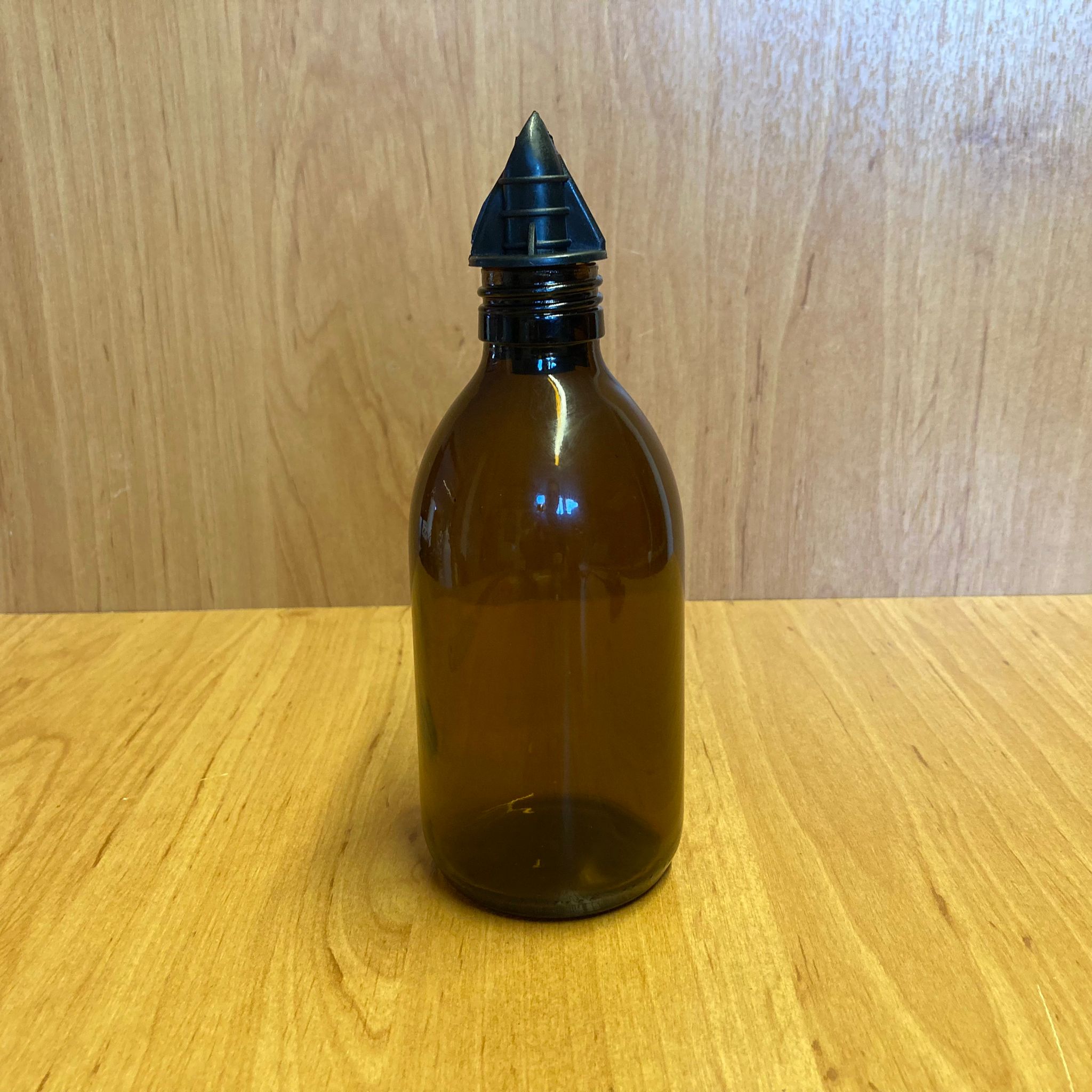 250 Cc Amber Yağdanlık Şişesi - 250 Ml Cam Yağlık Sirkelik Şişe - Siyah Akıtıcılı