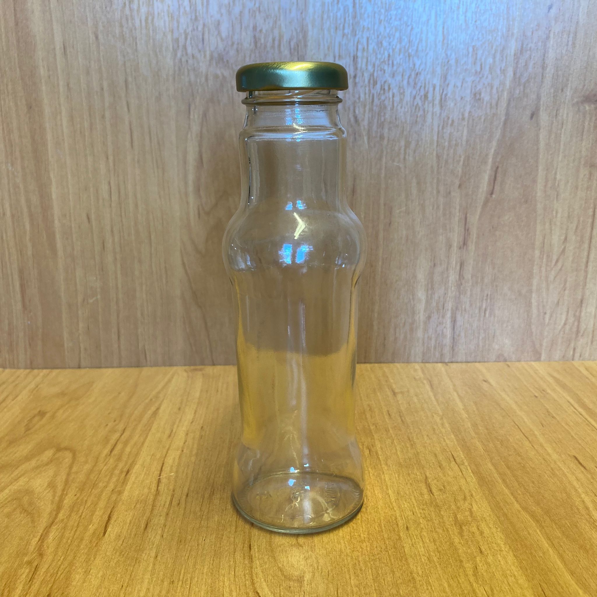 250 Cc Boğazlı Cam Meyve Suyu Şişesi - Gold Metal Kapaklı - 250 Ml Cam Şişe - Konserveye Uygun