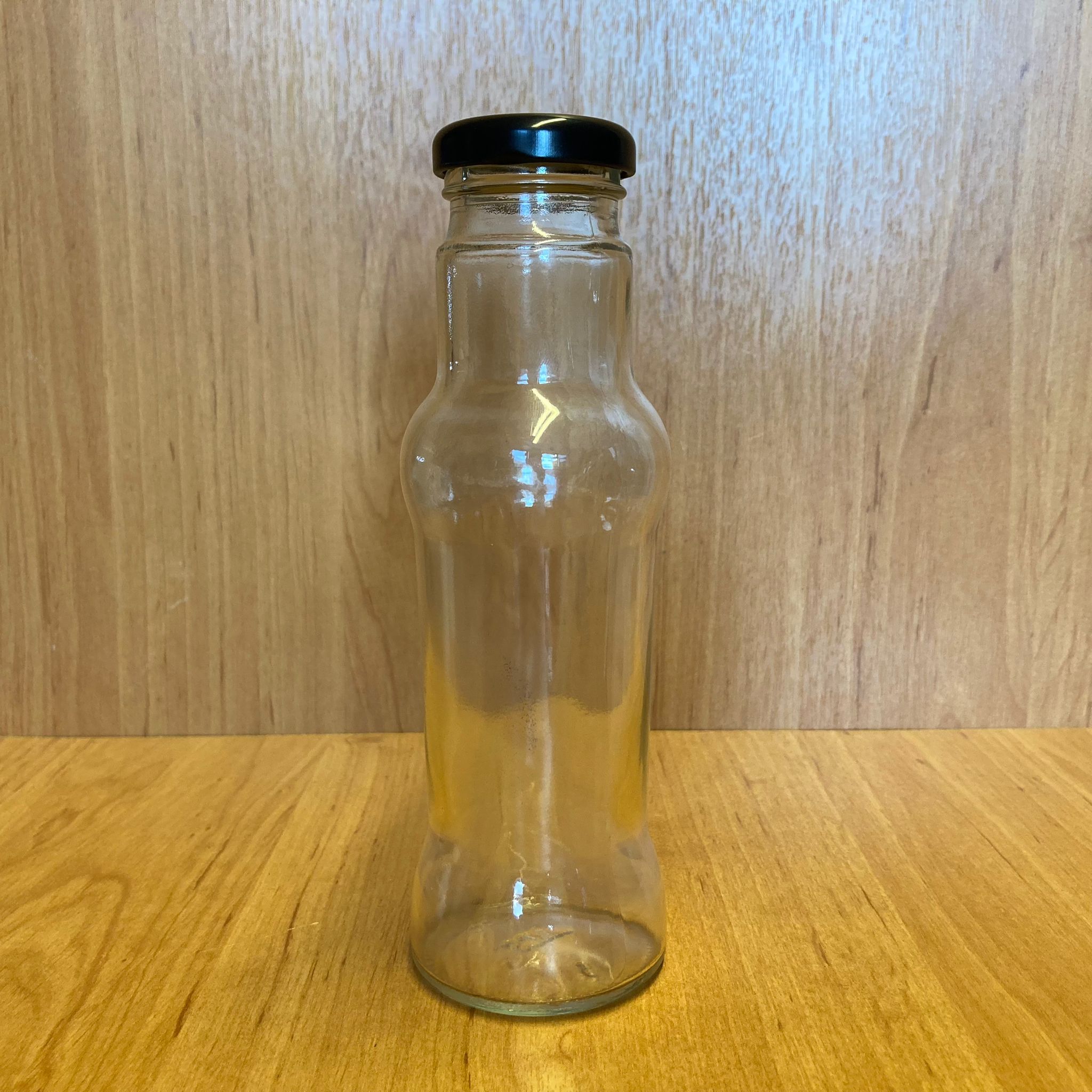 250 Cc Boğazlı Cam Meyve Suyu Şişesi - Siyah Metal Kapaklı - 250 Ml Cam Şişe - Konserveye Uygun