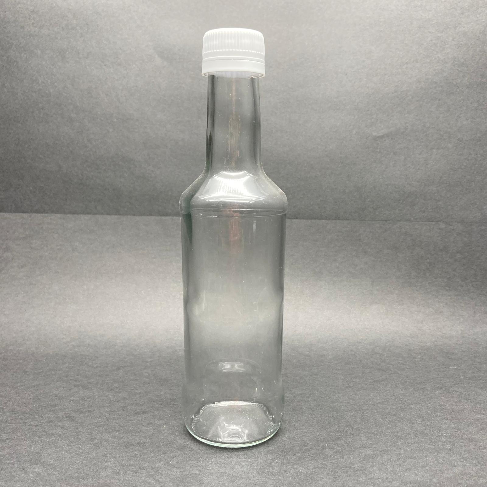 250 Cc Boğazlı Cam Şişe - Beyaz Kilitli Plastik Kapaklı - 250 Ml Boş Cam Şişe