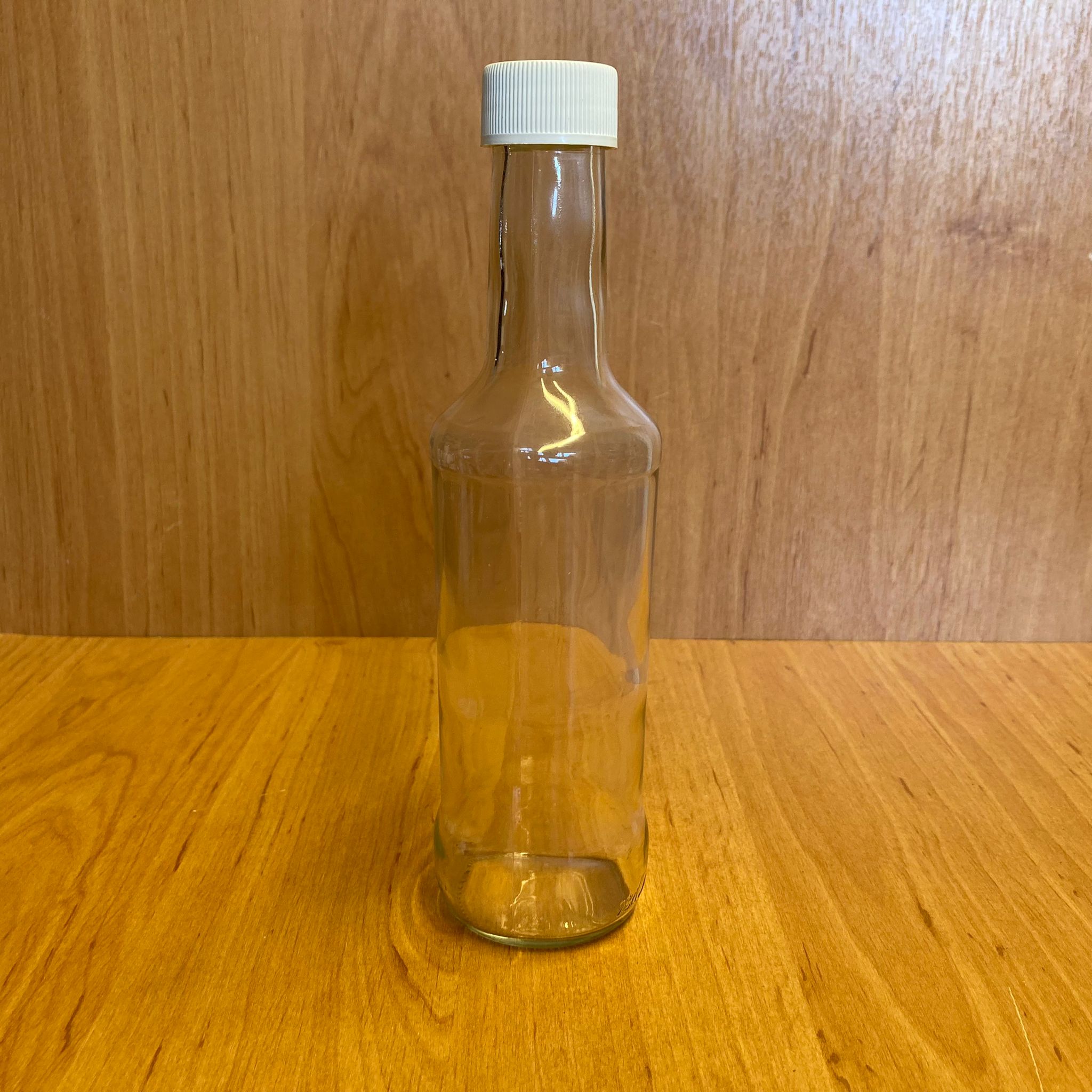 250 Cc Boğazlı Cam Şişe - Beyaz Plastik Kapaklı - 250 Ml Boş Cam Şişe