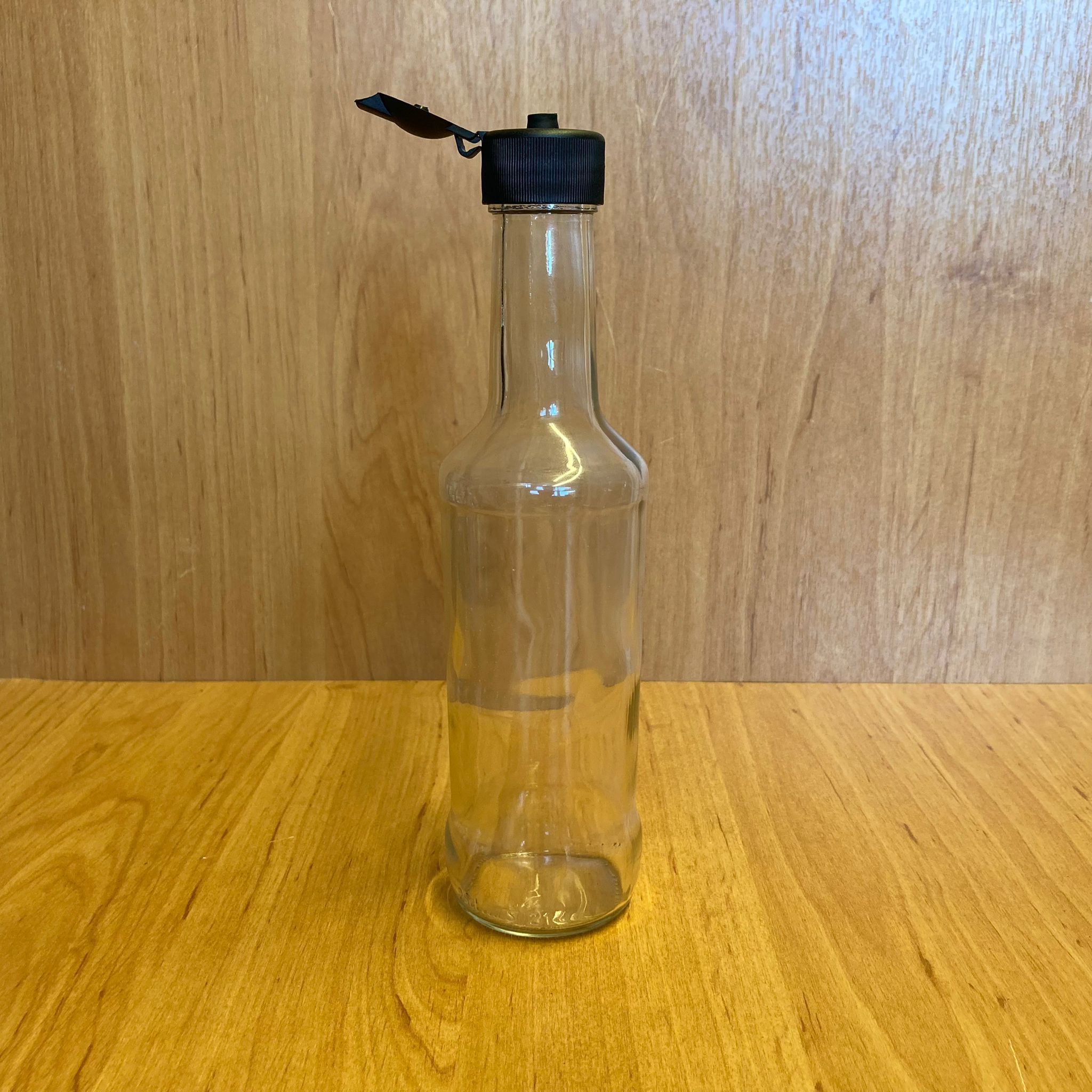 250 Cc Boğazlı Cam Şişe - Siyah Akıtıcılı Fliptop Kapaklı - 250 Ml Boş Cam Şişe - Açılır Kapanır Kapaklı
