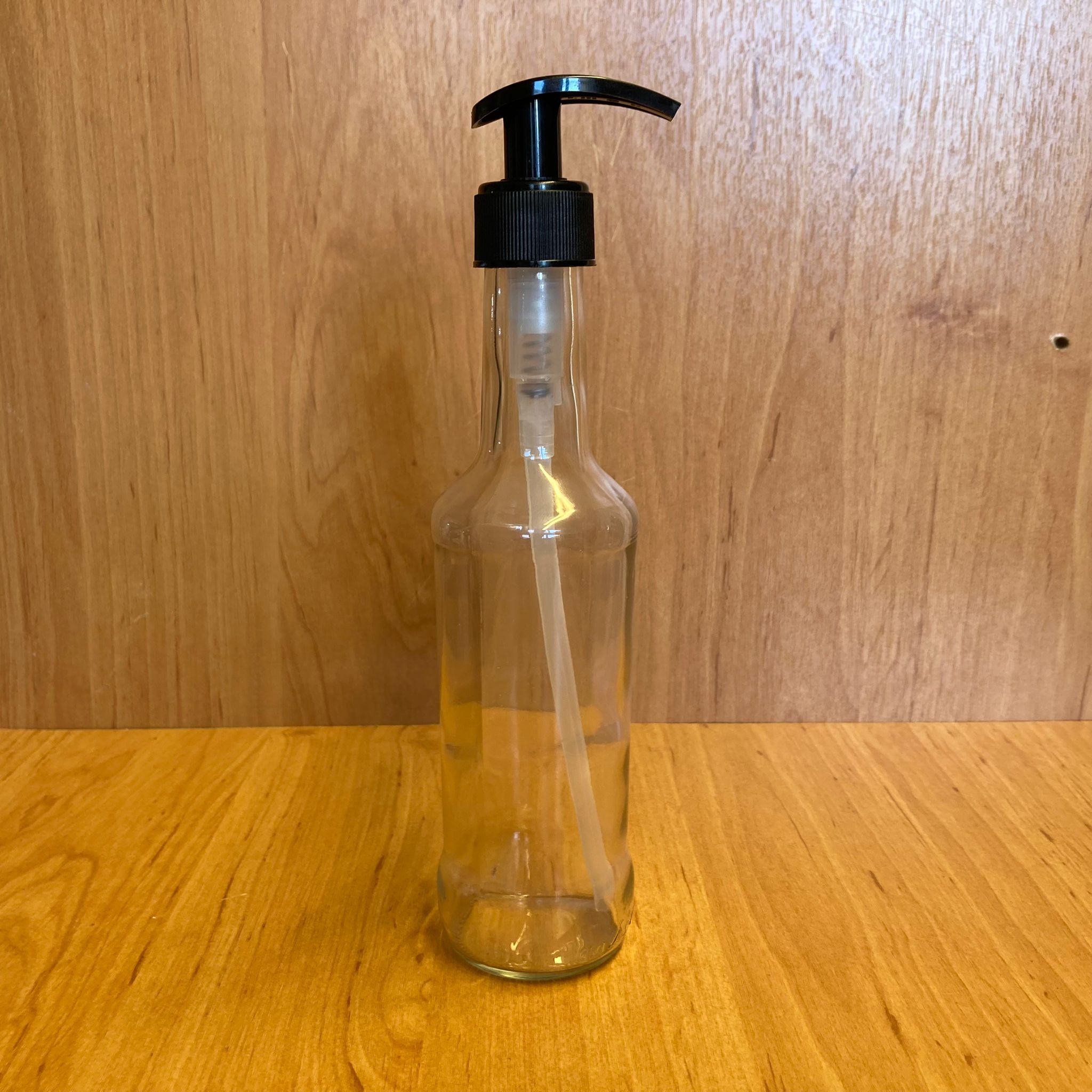 250 Cc Boğazlı Cam Şişe - Siyah Pompalı - 250 Ml Pompalı Şişe