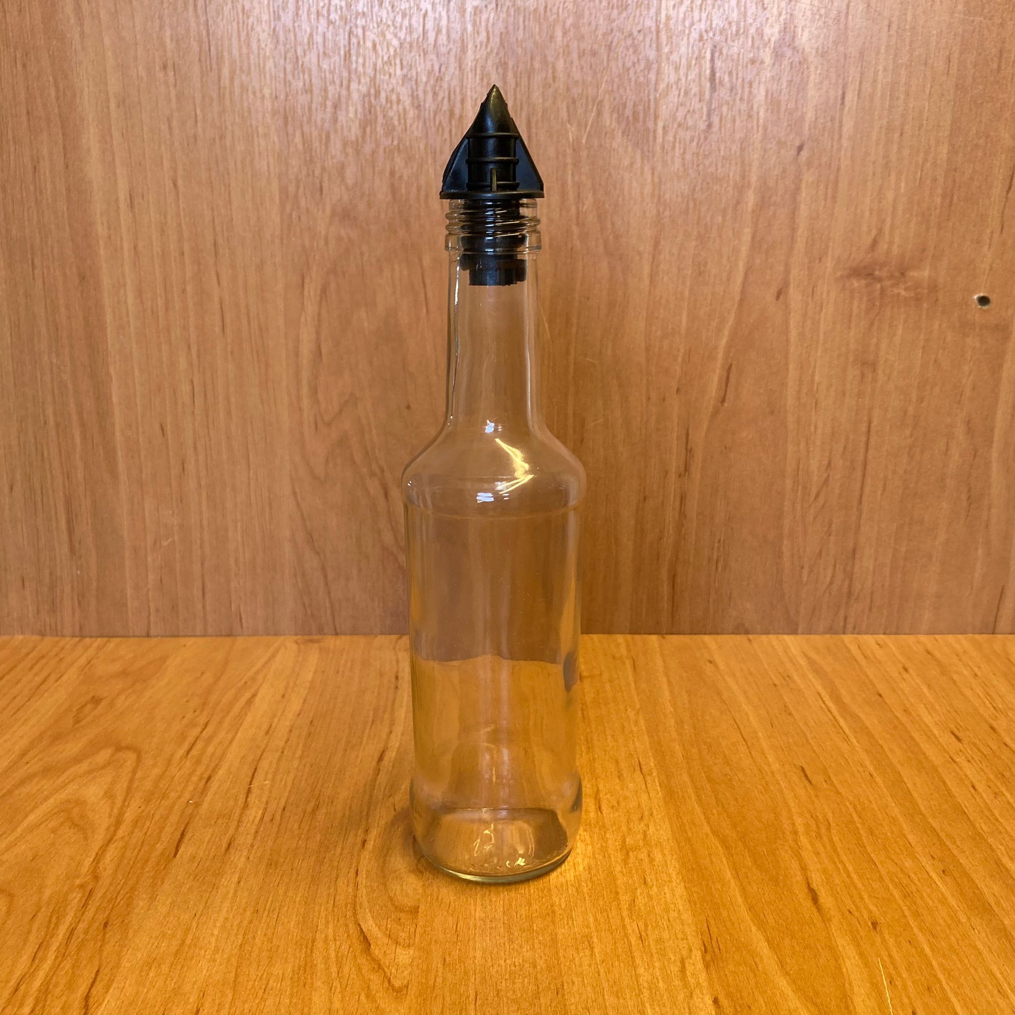 250 Cc Boğazlı Yağdanlık Şişesi - 250 Ml Cam Yağlık Sirkelik Şişe - Siyah Akıtıcılı