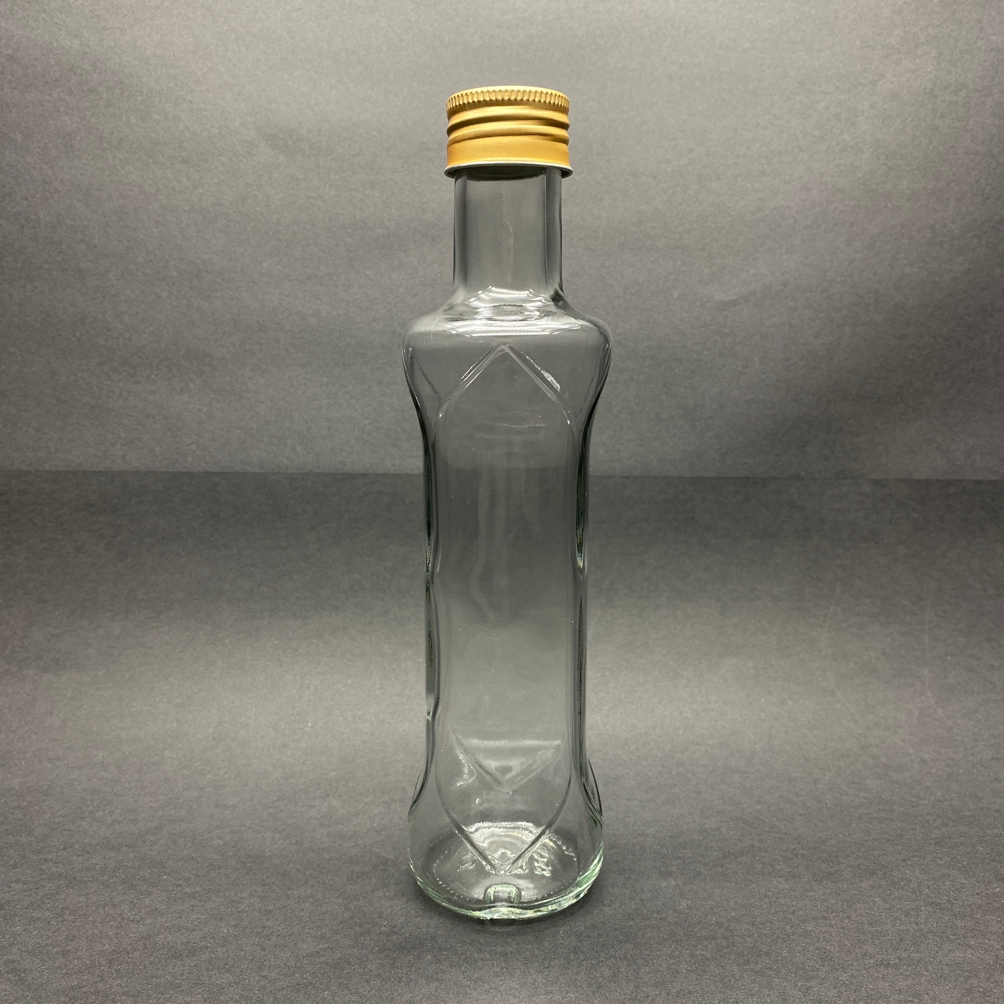 250 Cc Dorika Desenli Cam Şişe - Gold Metal Alüminyum Kapaklı - 250 Ml Dorika Yağ Şişesi - Sirke Şişesi