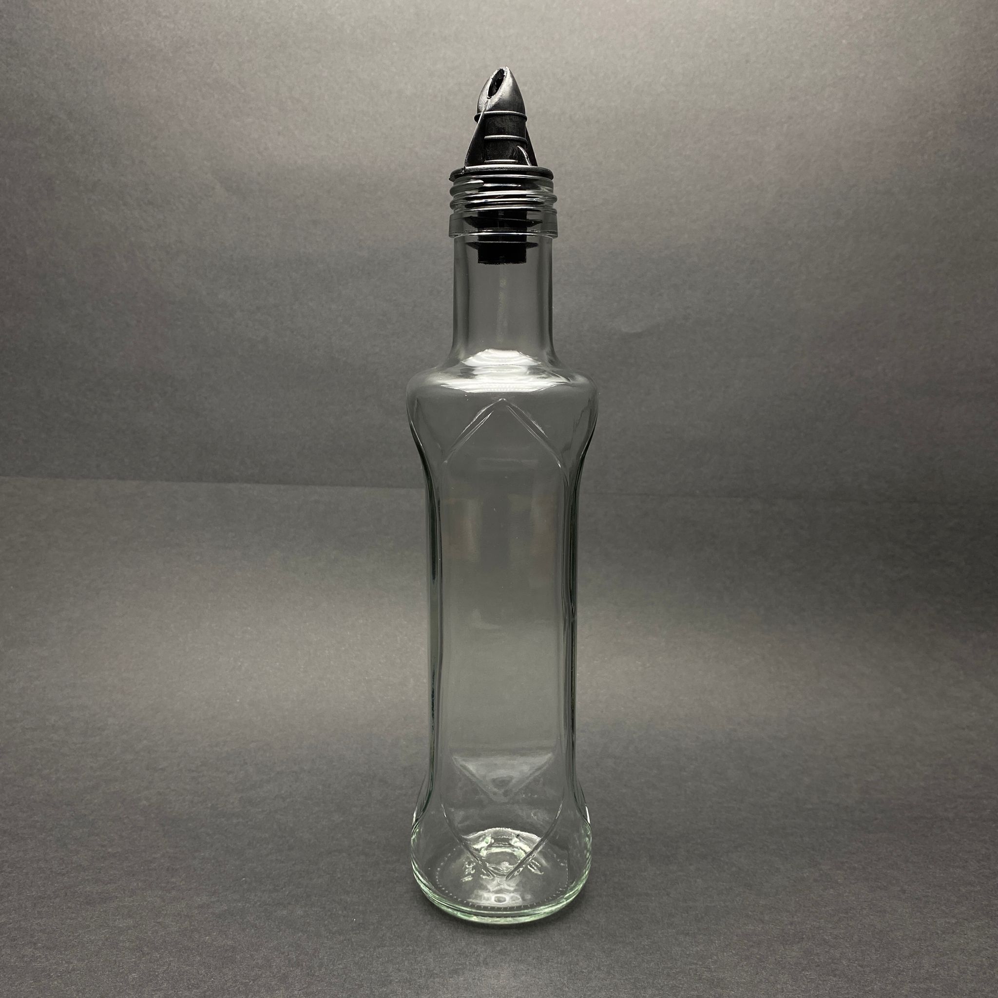 250 Cc Dorika Desenli Oval Cam Şişe -Siyah Yağdanlık Tıpalı - 250 Ml Desenli Dorika Yağlık Sirkelik