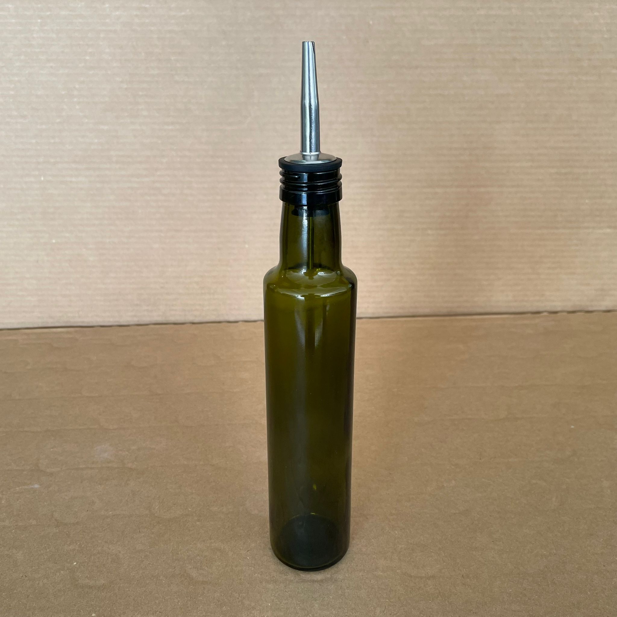 250 Cc Dorika Yeşil Cam Şişe - Çelik Yağdanlık Tıpalı - 250 Ml Yağ Şişesi - Sirke Şişesi