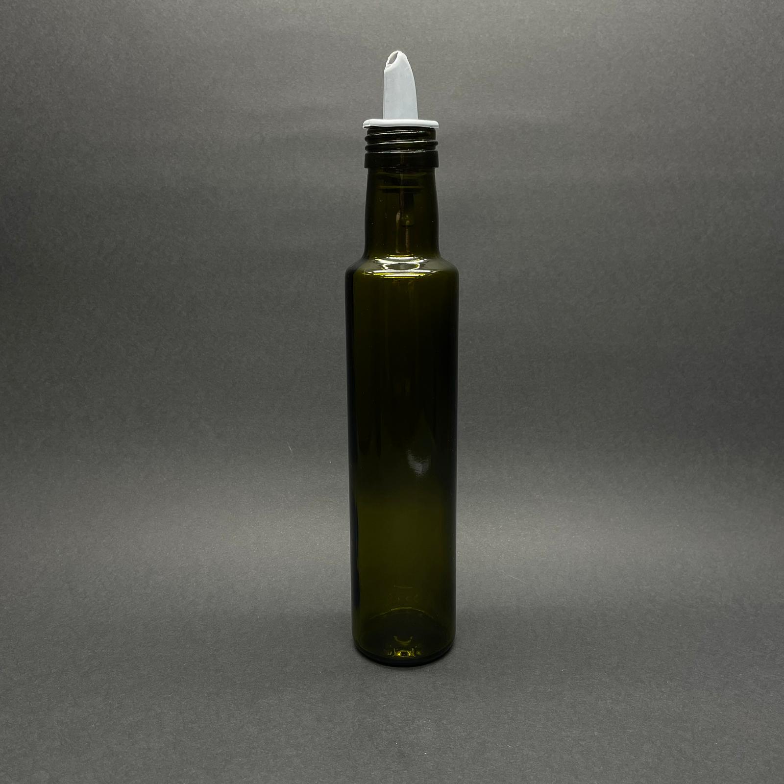 250 Cc Dorika Yeşil Cam Şişe - Gri Silikon Yağdanlık Tıpalı - 250 Ml Yağ Şişesi - Sirke Şişesi - Yağlık Şişe