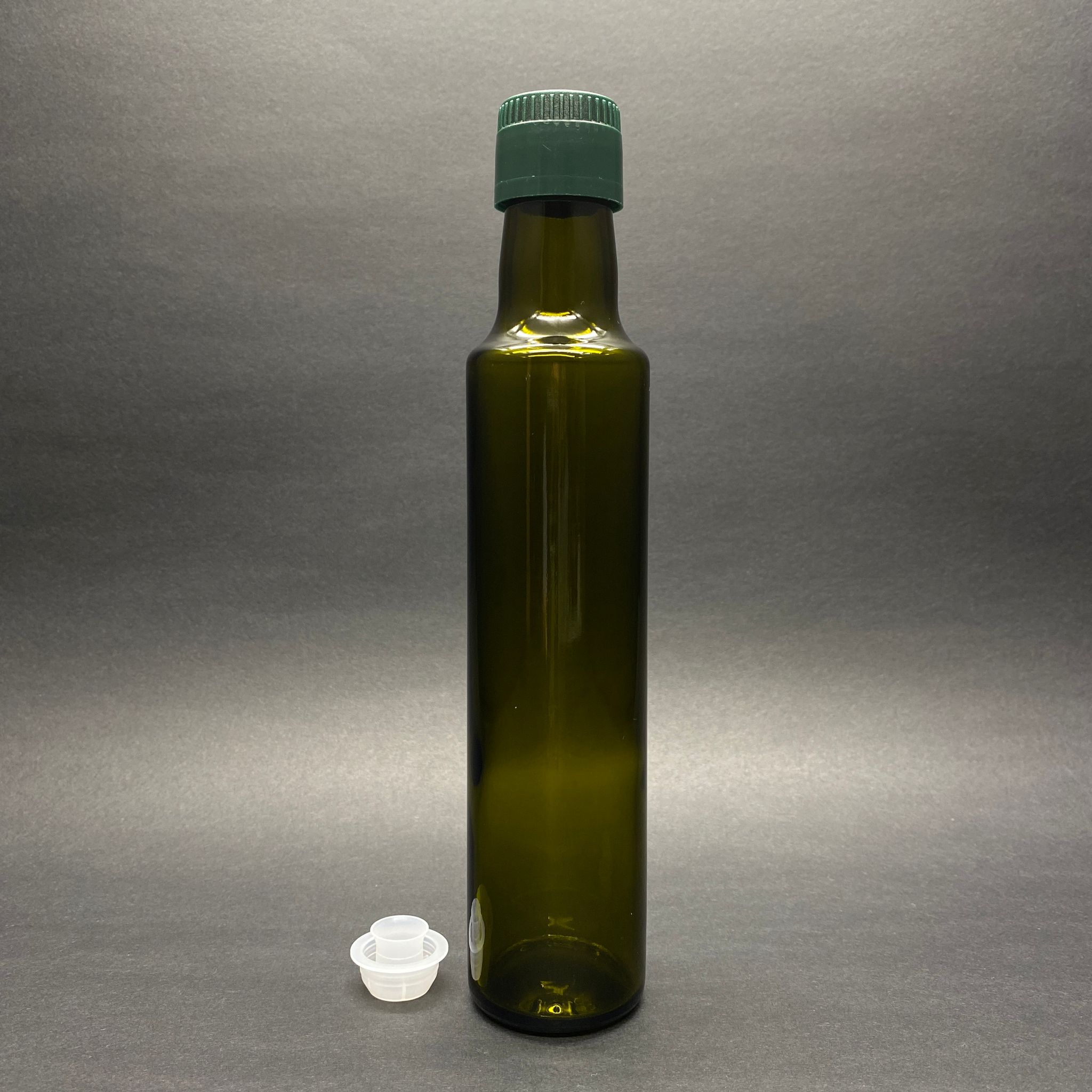 250 Cc Dorika Yeşil Cam Şişe - Kilitli Yeşil Drop Stop Akıtıcılı Plastik Kapaklı - 250 Ml Silindir Yağ Şişesi - Sirke Şişesi