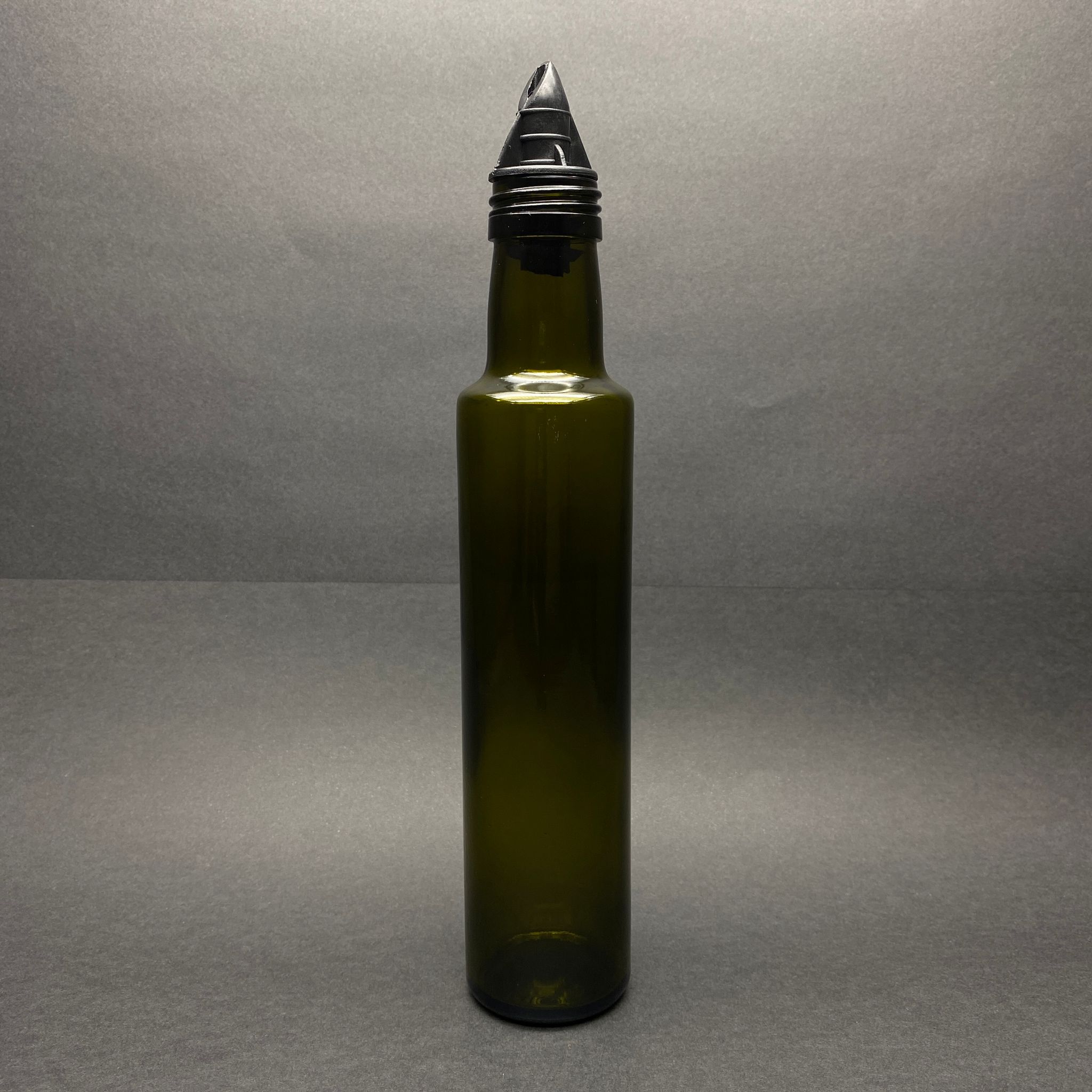 250 Cc Dorika Yeşil Cam Şişe - Siyah Plastik Yağdanlık Tıpalı - 250 Ml Yağ Şişesi - Sirke Şişesi