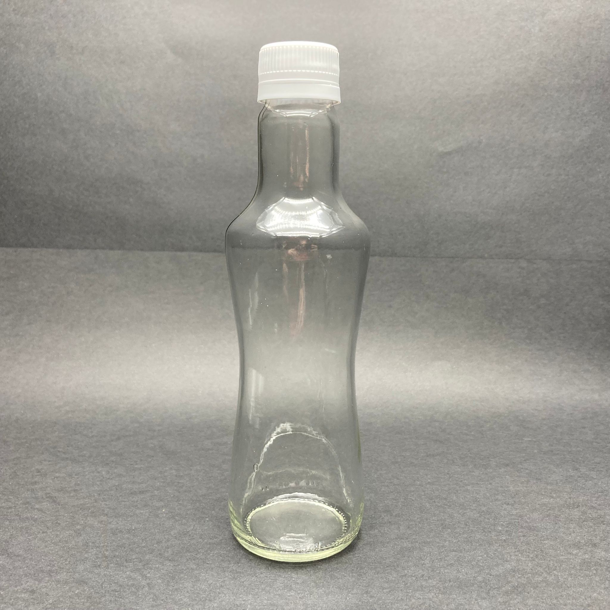 250 Cc İnce Belli Cam Şişe - Beyaz Kilitli Plastik Kapaklı - 250 Ml Boş Cam Şişe