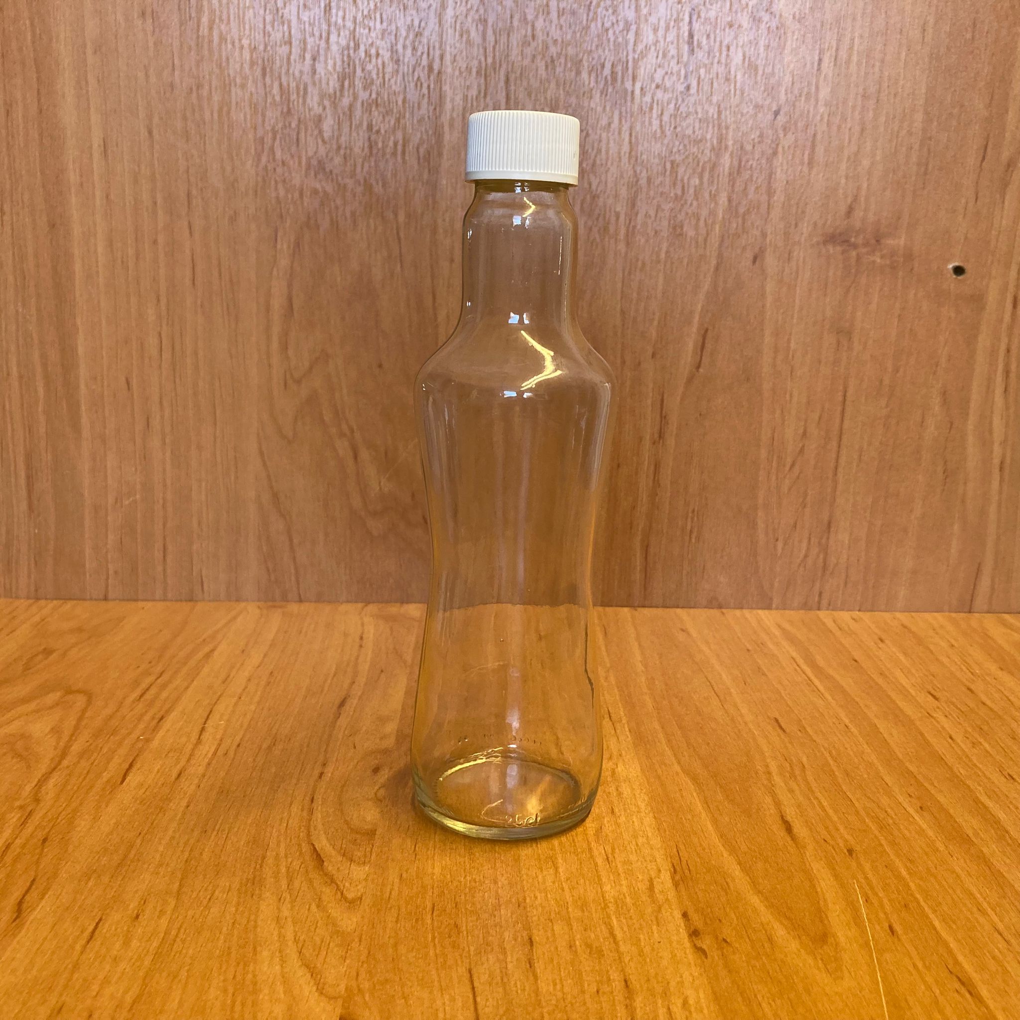250 Cc İnce Belli Cam Şişe - Beyaz Plastik Kapaklı - 250 Ml Boş Cam Şişe