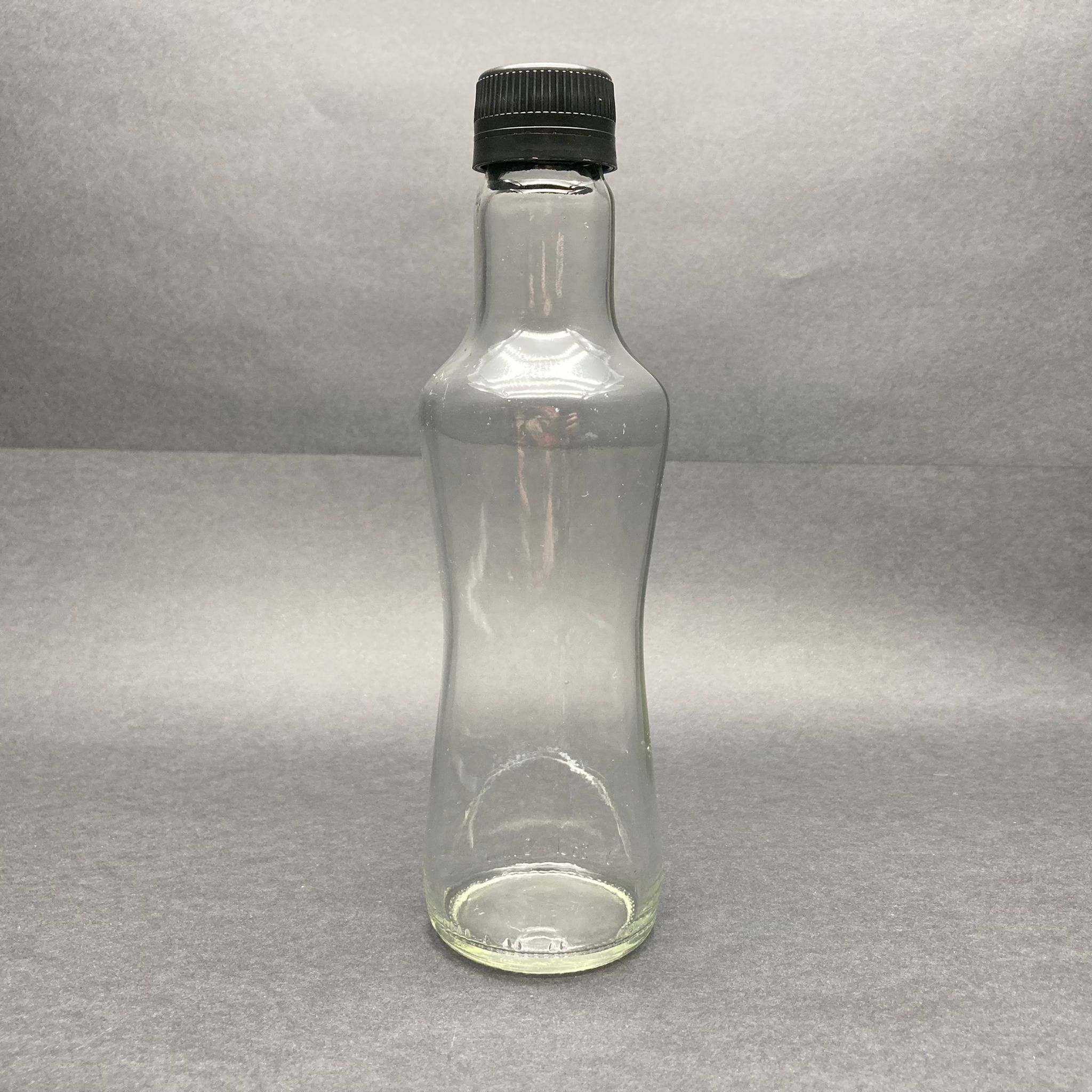 250 Cc İnce Belli Cam Şişe - Siyah Kilitli Plastik Kapaklı - 250 Ml Boş Cam Şişe