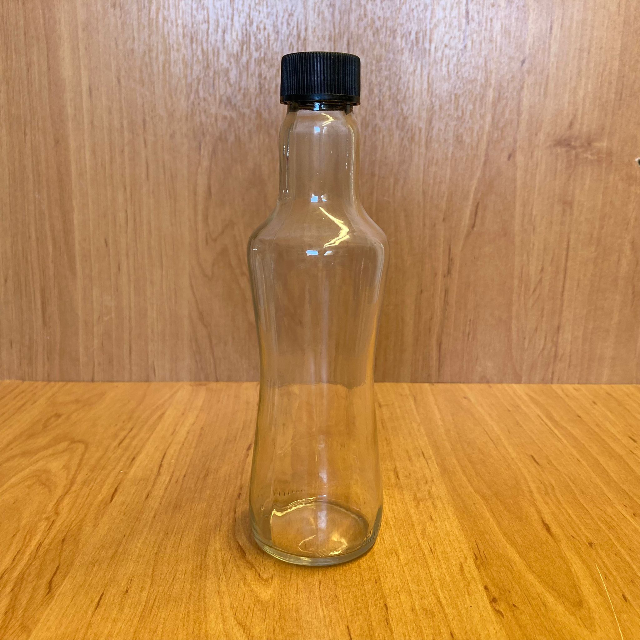 250 Cc İnce Belli Cam Şişe - Siyah Plastik Kapaklı - 250 Ml Boş Cam Şişe