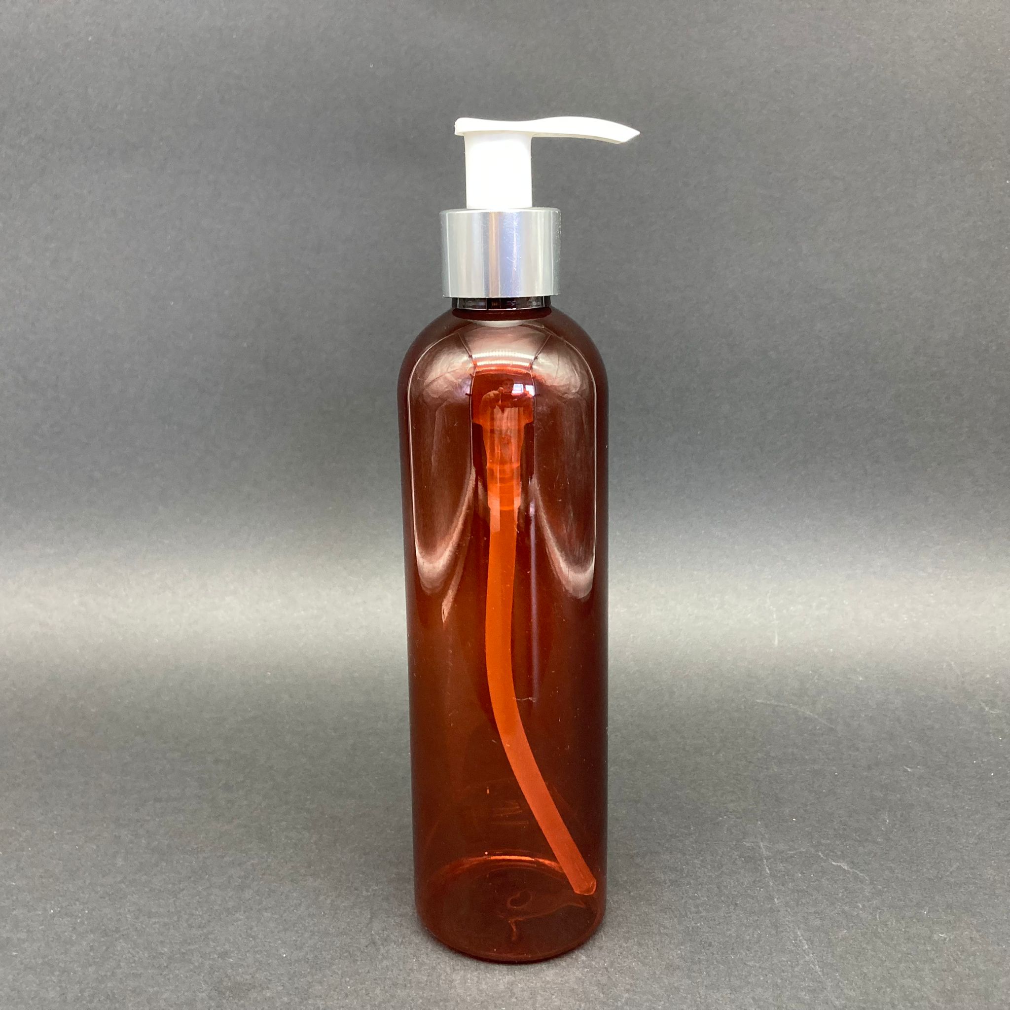 250 Cc Kahverengi Pet Şişe - Gümüş Pompalı - 250 Ml Pompalı Plastik Şişe