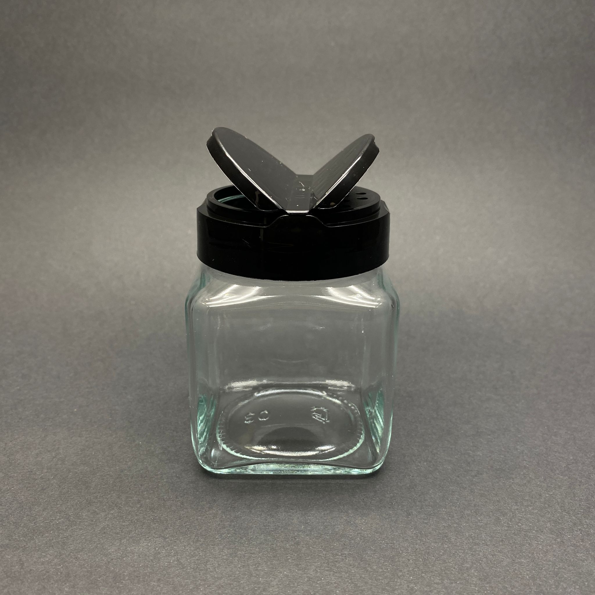 250 Cc Kare Cam Baharatlık Kavanoz - 250 Ml Köşeli Baharat Kavanozu - Siyah Açılır Kapanır Kapaklı
