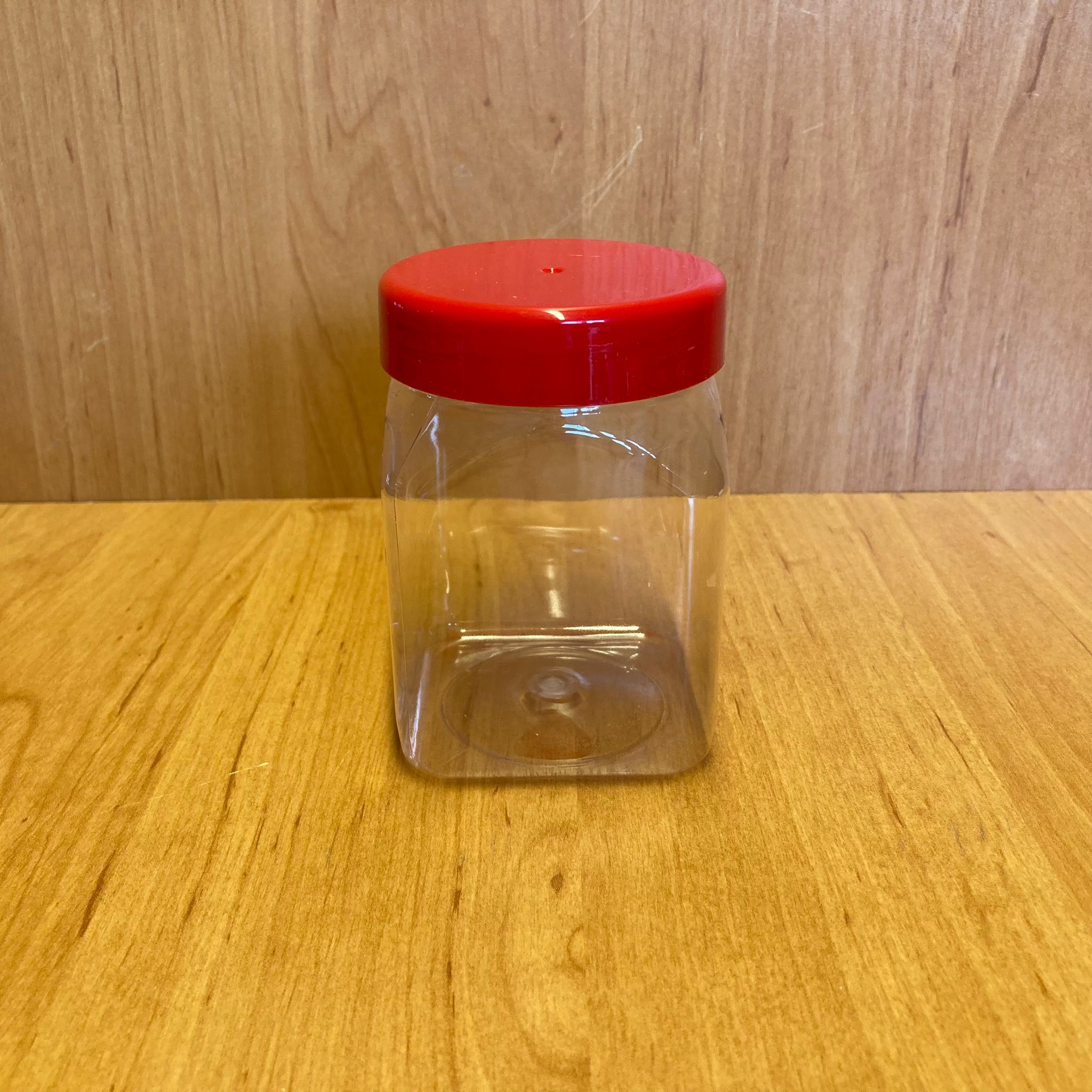 250 Cc Kare Pet Kavanoz - Kırmızı Plastik Kapaklı - 250 Ml Plastik Kavanoz