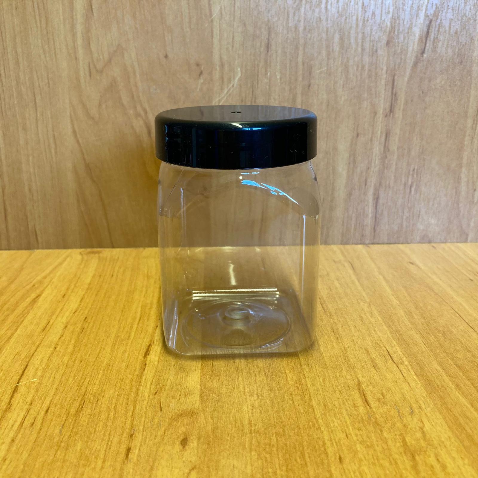 250 Cc Kare Pet Kavanoz - Siyah Plastik Kapaklı - 250 Ml Plastik Kavanoz