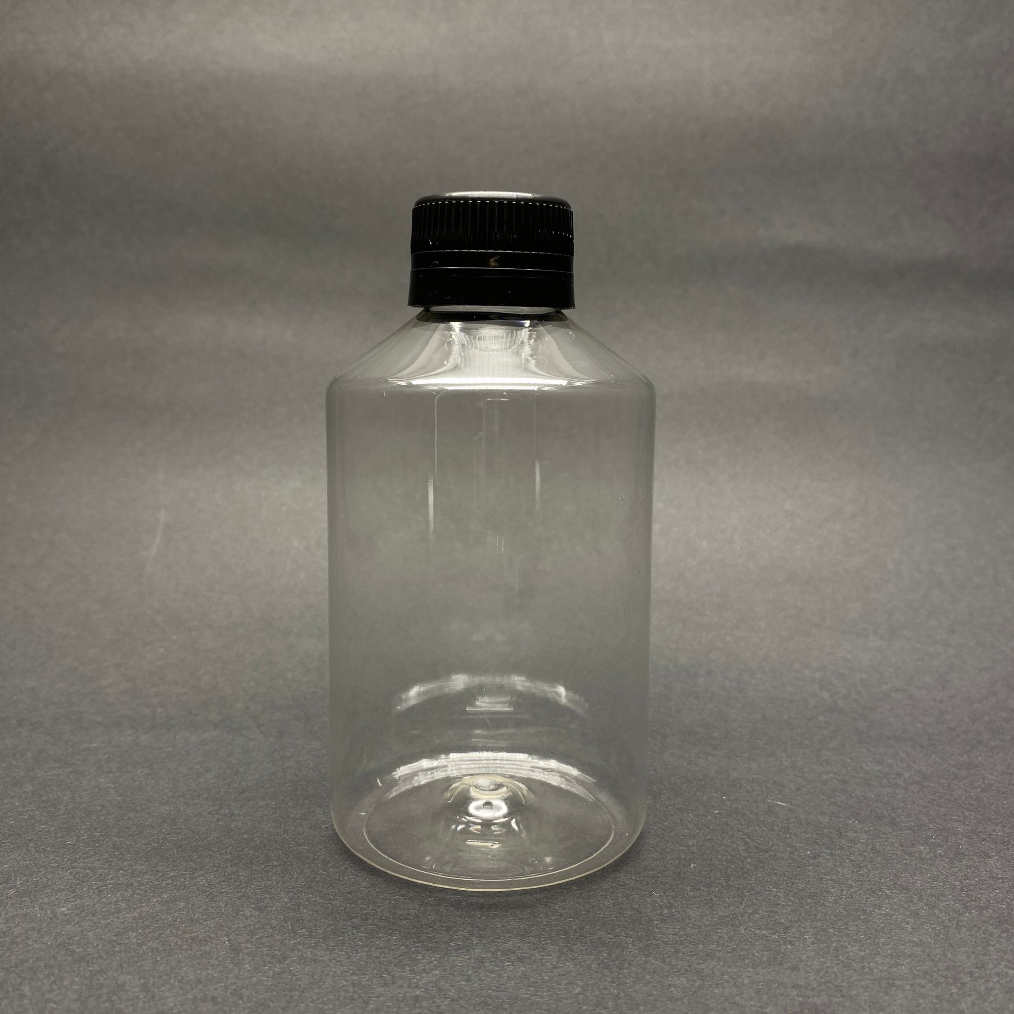 250 Cc Küt Boyunlu Şeffaf Pet Şişe - Siyah Kilitli Contalı Kapaklı (28 Ağız) - 250 Ml Kalın Pet Şişe