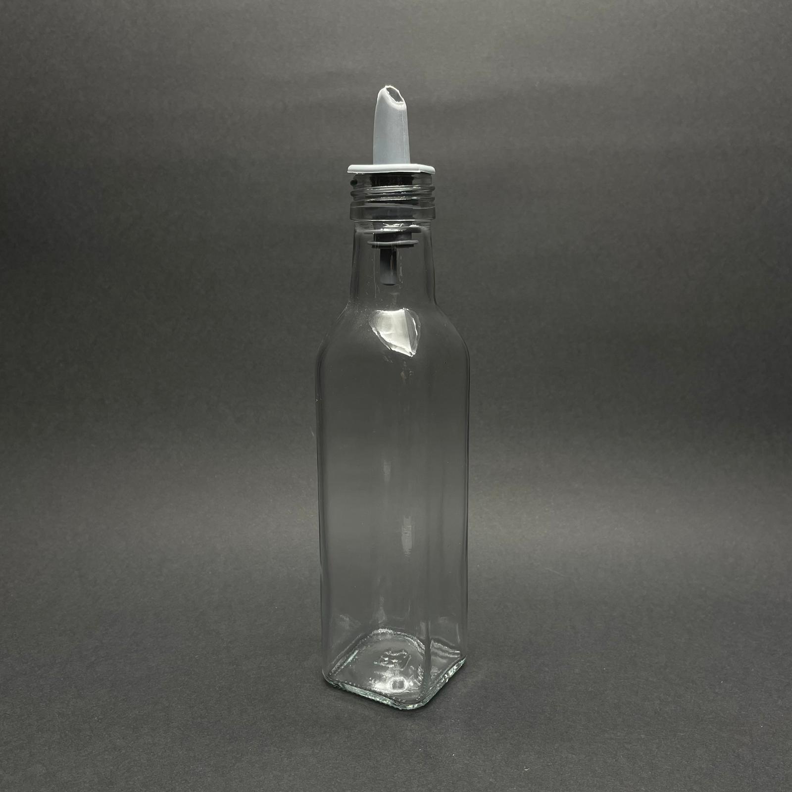 250 Cc Maraska Cam Şişe - Gri Silikon Yağdanlık Tıpalı - 250 Ml Yağ Şişesi - Sirke Şişesi - Yağlık Şişe