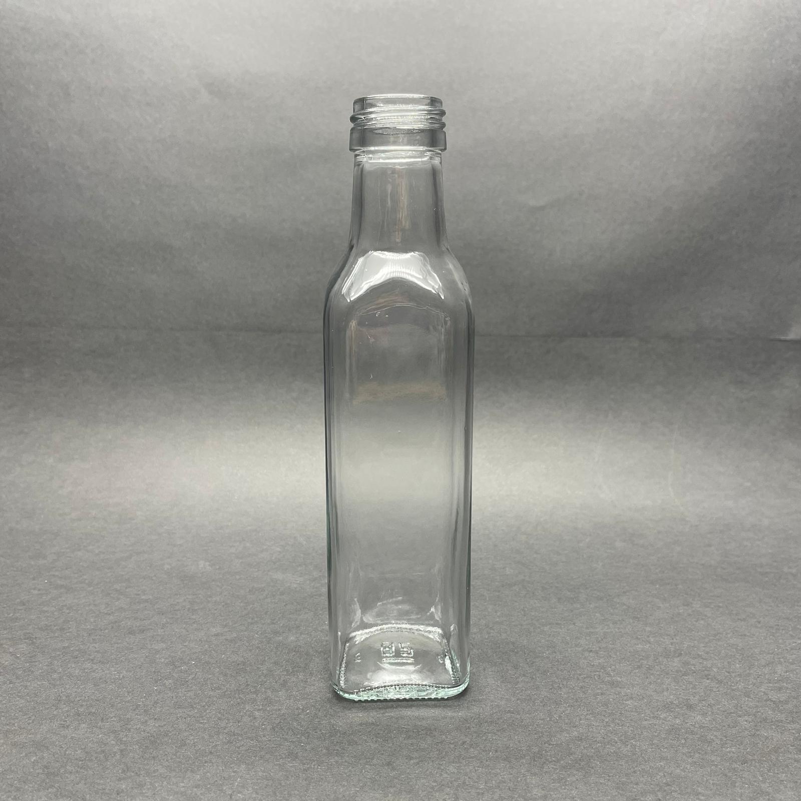 250 Cc Maraska Cam Şişe Kapaksız (31 Ağız Vidalı) - 250 Ml Köşeli Cam Şişe - 250 Ml Maraska Şişe - Şişecam Ürün Kodu: 120825 İle Eşdeğerdir
