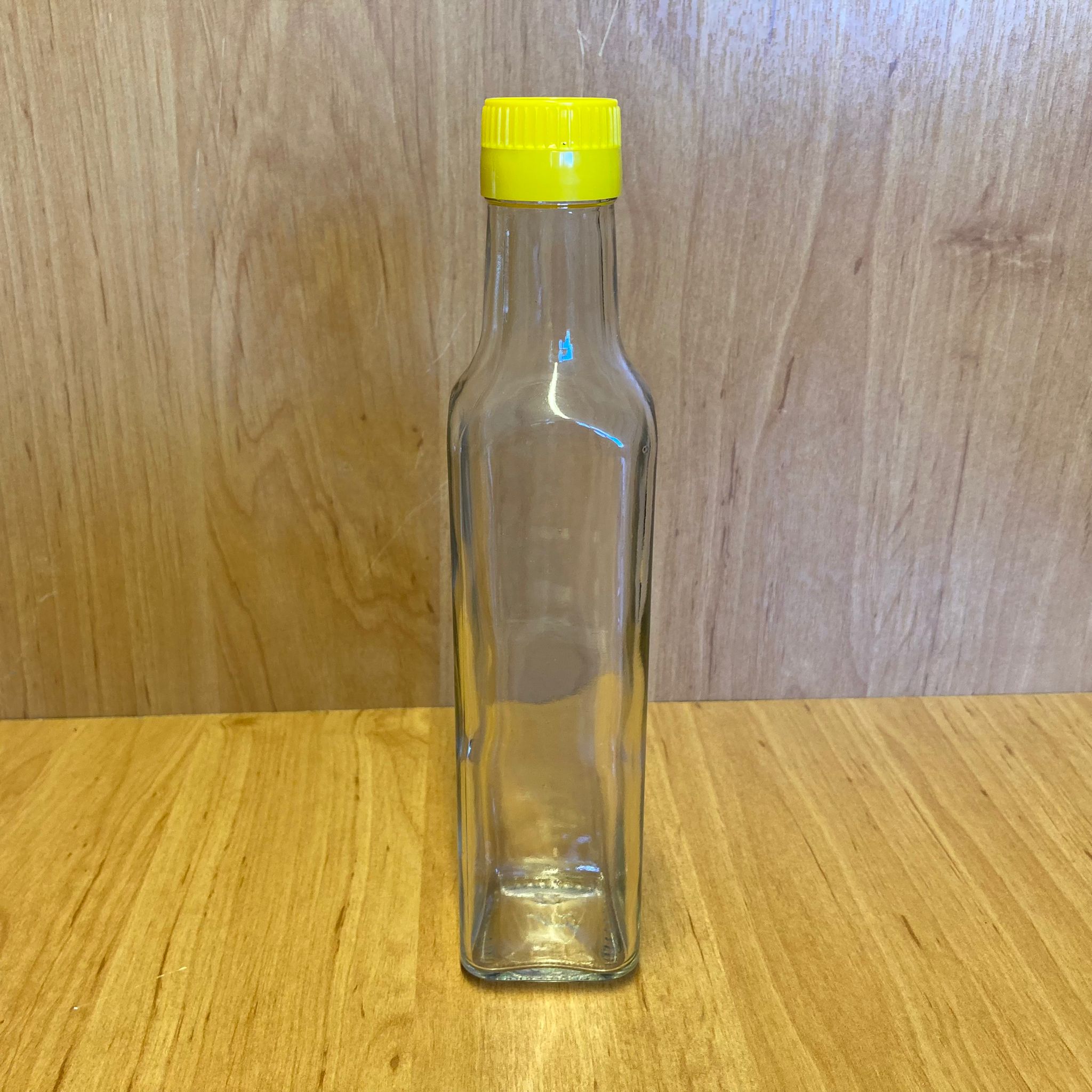 250 Cc Maraska Cam Şişe - Standart Sarı Çakma Kapaklı - 250 Ml Köşeli Cam Şişe - Bastırarak Kapanır