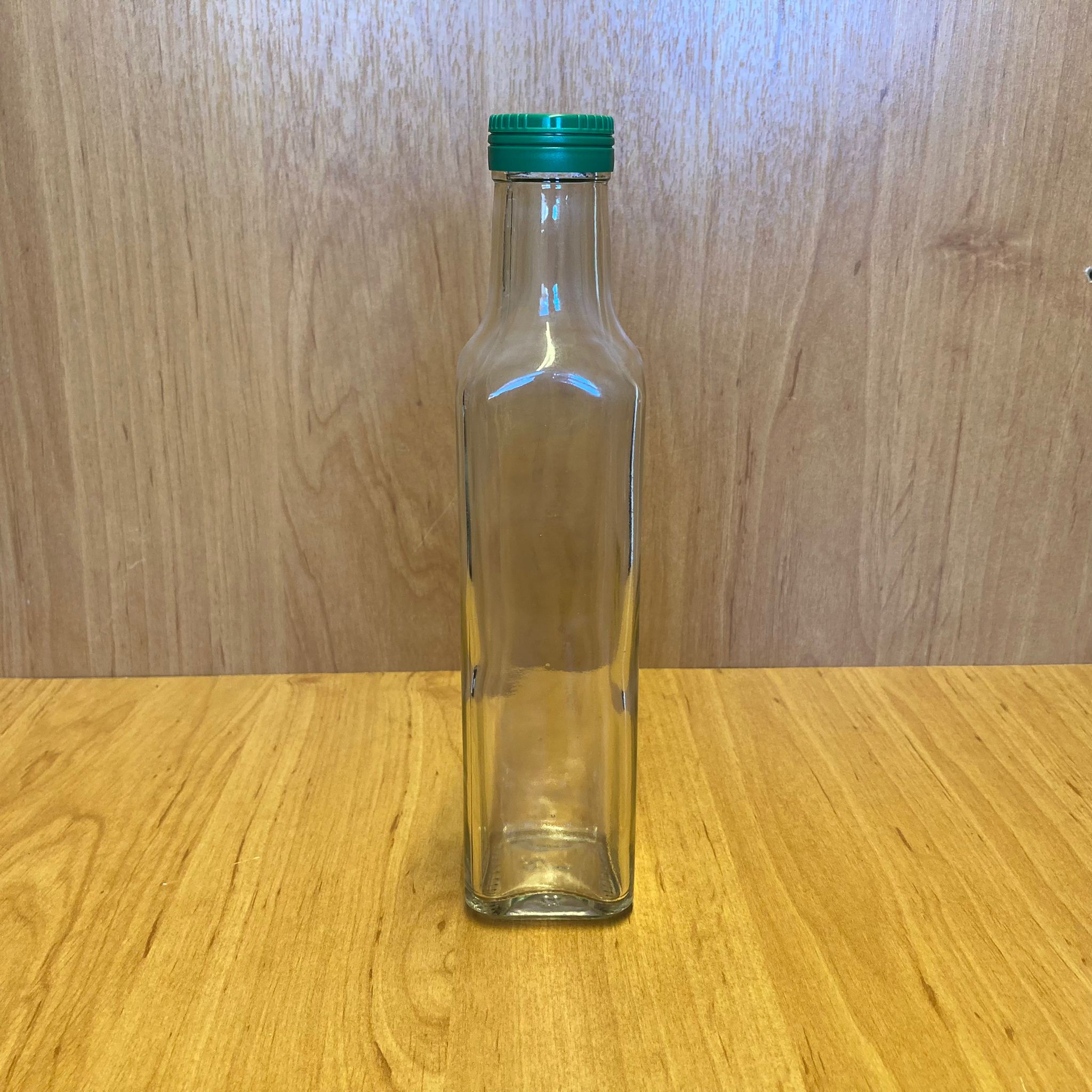 250 Cc Maraska Cam Şişe - Yandan Yırtmaçlı Yeşil Çakma Kapaklı - 250 Ml Köşeli Cam Şişe - Bastırarak Kapanır