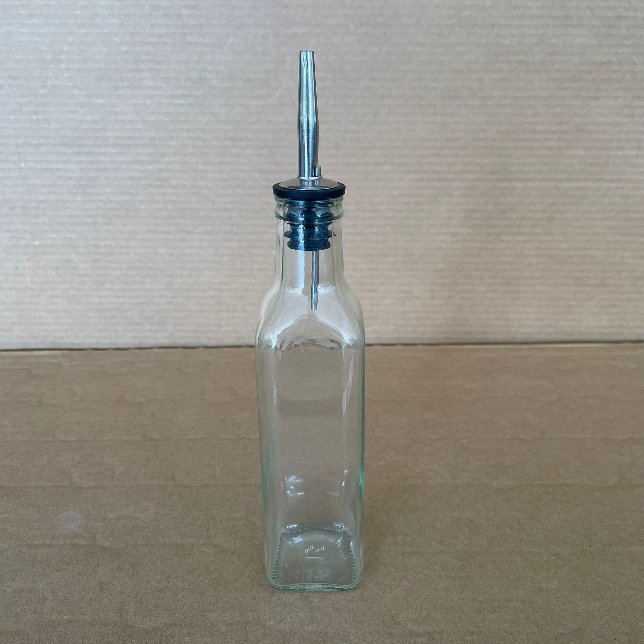250 Cc Maraska Şeffaf Cam Şişe - Çelik Yağdanlık Tıpalı - 250 Ml Yağ Şişesi - Sirke Şişesi