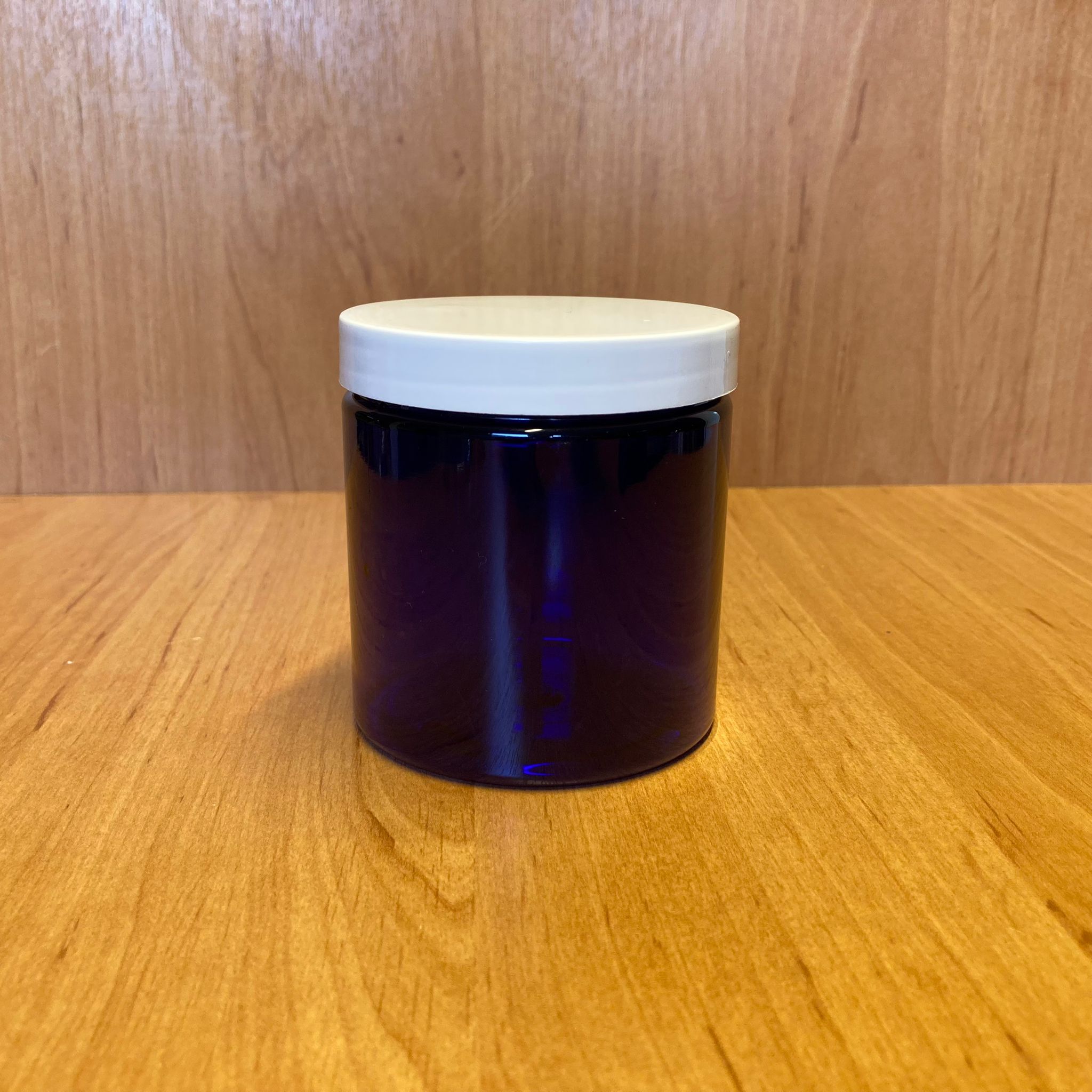250 Cc Mavi Sert Plastik Kavanoz - Beyaz Kapaklı - 250 Ml Plastik Krem Kavanozu