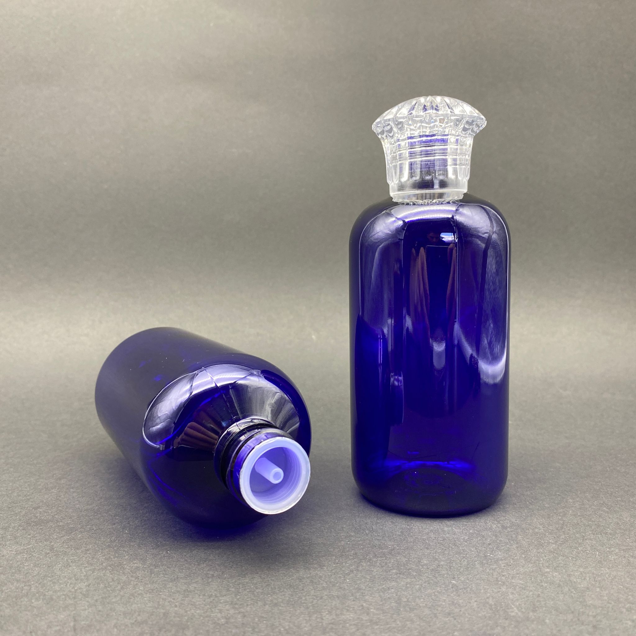 250 Cc Mavi Şişe - Kristal Kapaklı - Kolonya Tıpalı - 250 Ml Plastik Kolonya Şişesi - Zeynep Model Pet Şişe