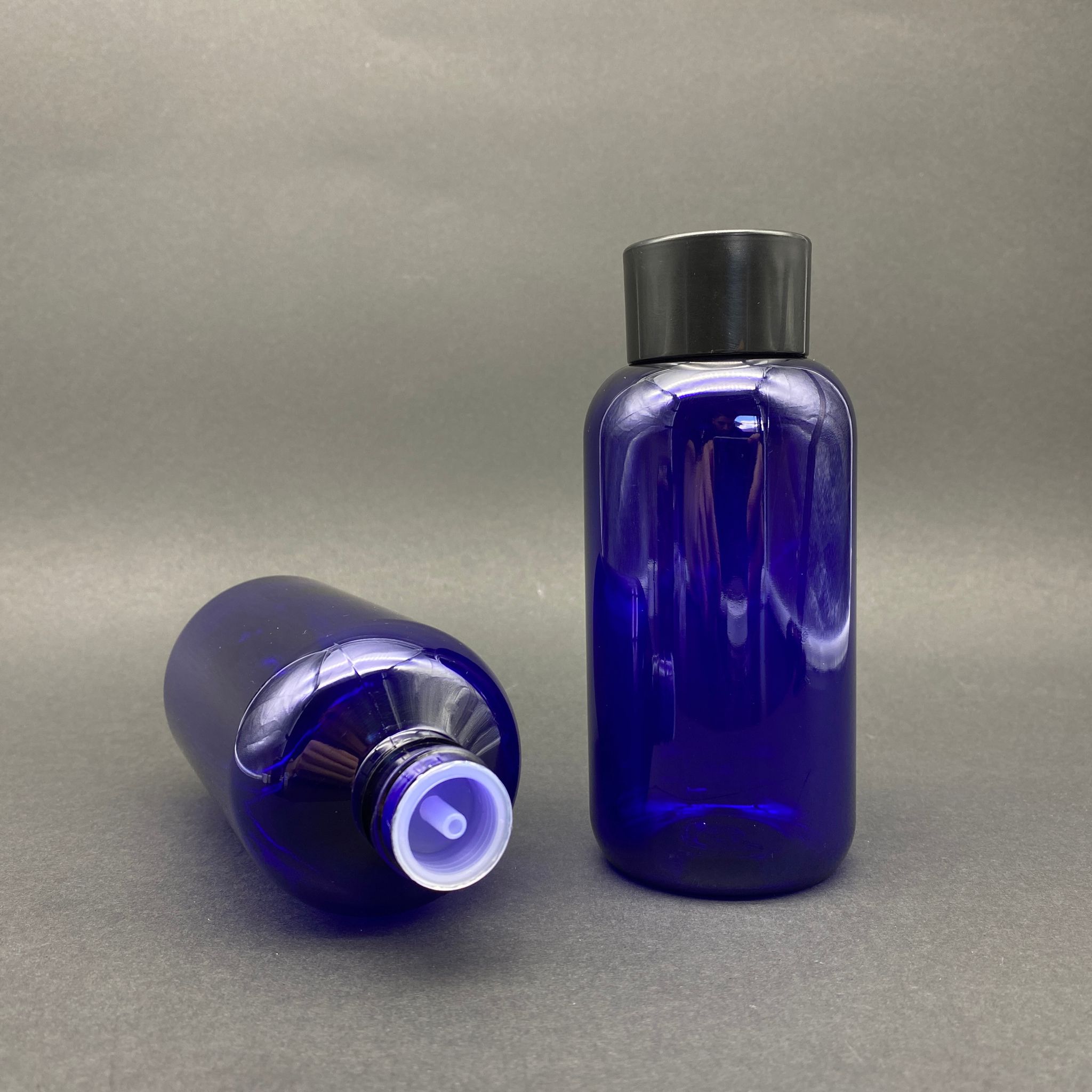 250 Cc Mavi Şişe - Siyah Derin Kapaklı - Kolonya Tıpalı - 250 Ml Plastik Kolonya Şişesi - Zeynep Model Pet Şişe