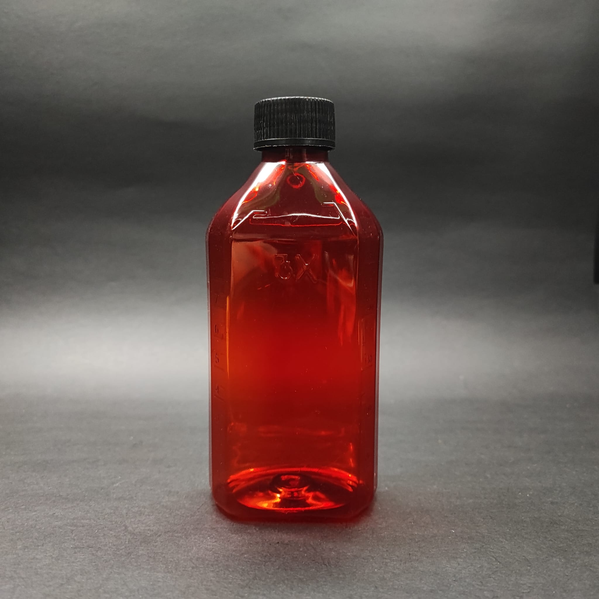 250 Cc Ölçekli Pet Şişe - Contalı Siyah Kapaklı - 250 Ml Ve Oz Ölçülü Kırmızı Pet Şişe